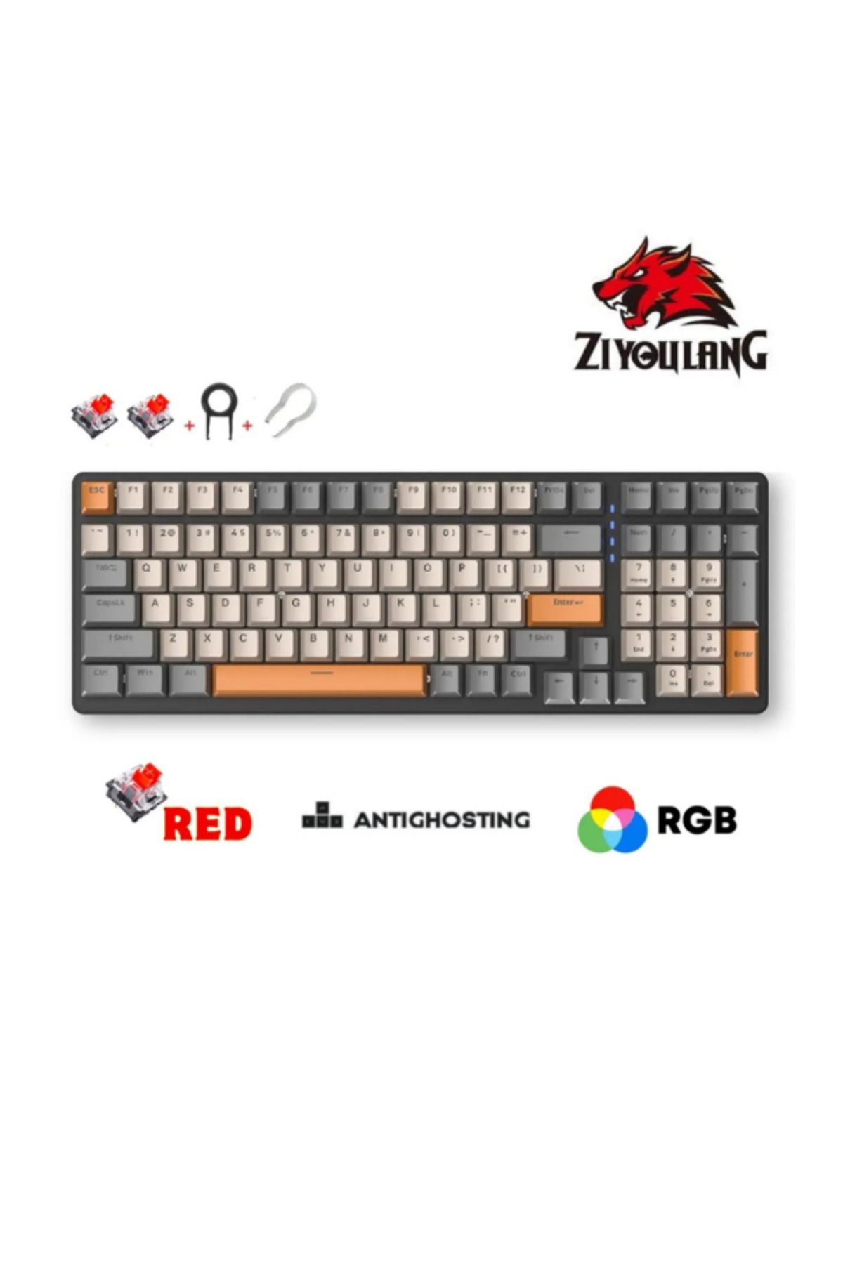 Hietech Kablolu Gaming Oyuncu Klavyesi K3 Mekanik 104 Tuş Pro Gaming Reinbow Red Switch Hot Swappable