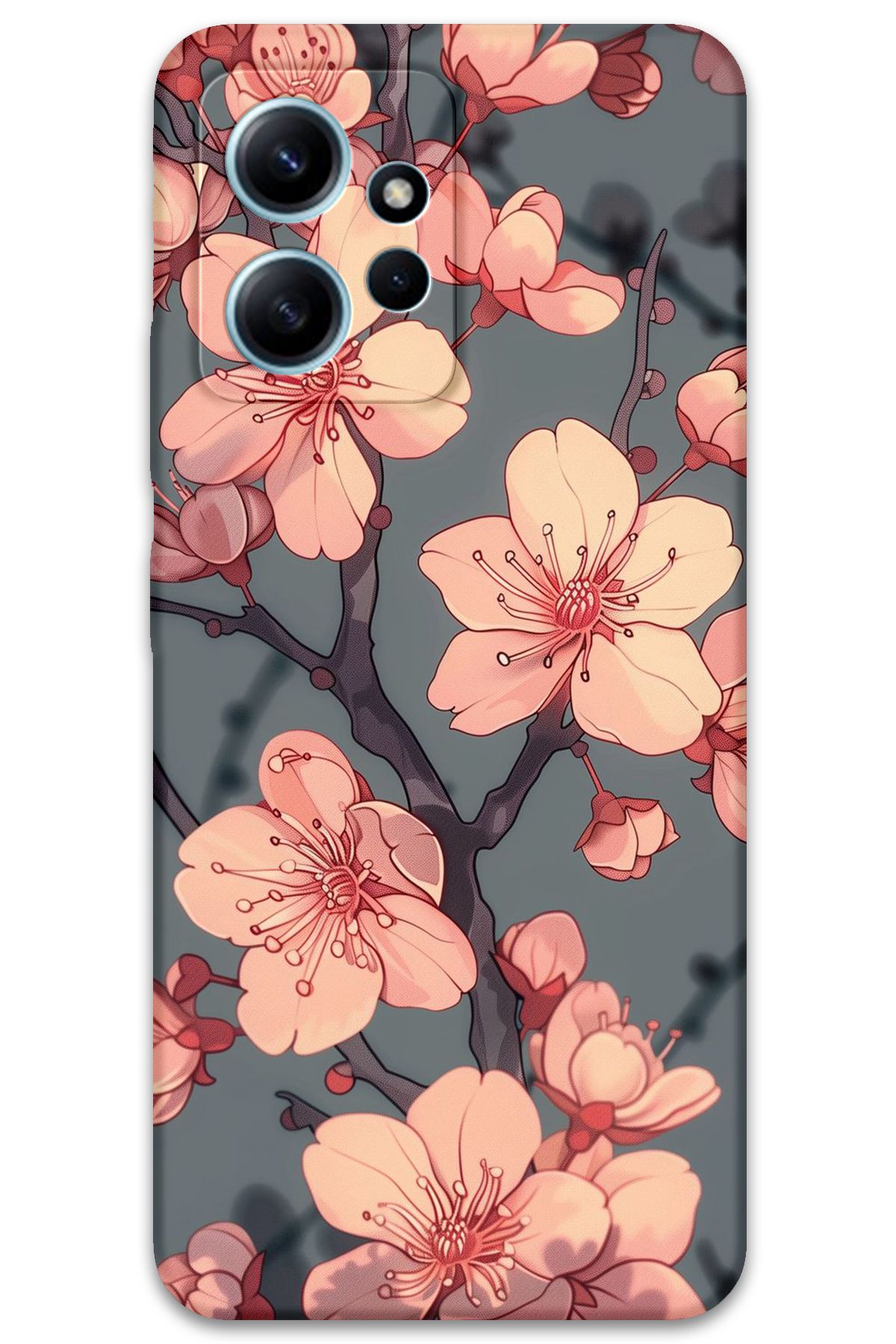 Gramaphone Xiaomi Redmi Note 12 4G Uyumlu Çiçek Desenli Telefon Kılıfı + Ekran Koruyucu - 5801
