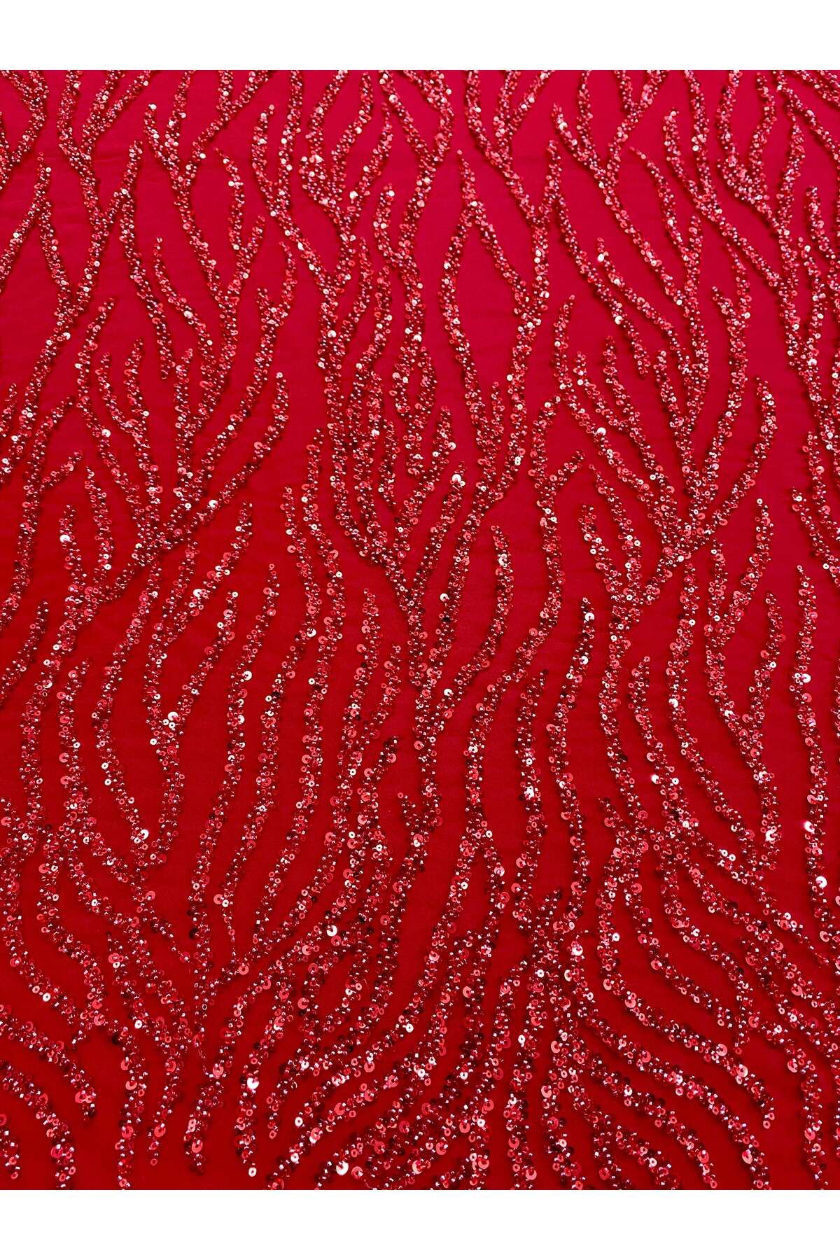 Luxuro-Red Couture Lace with Strings, Beads and Sequins 7