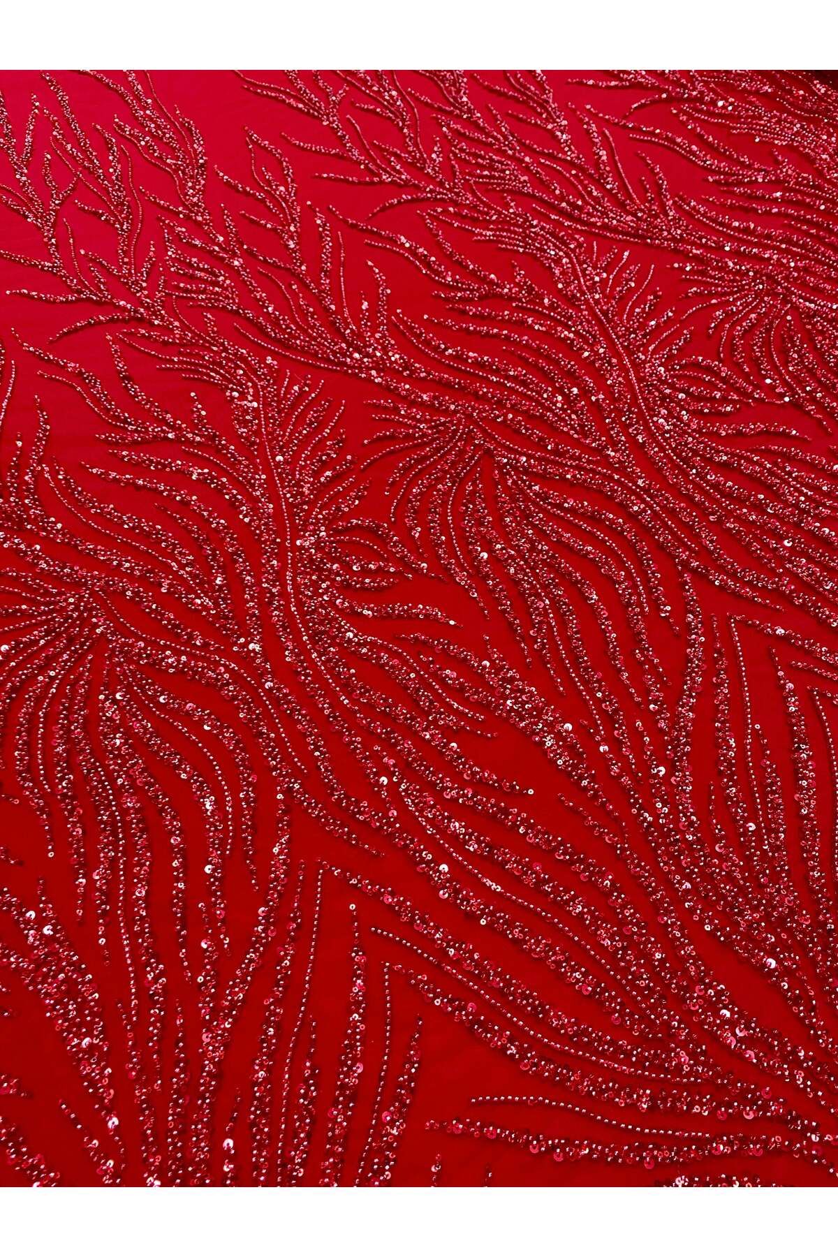 Luxuro-Red Couture Lace with Strings, Beads and Sequins 6