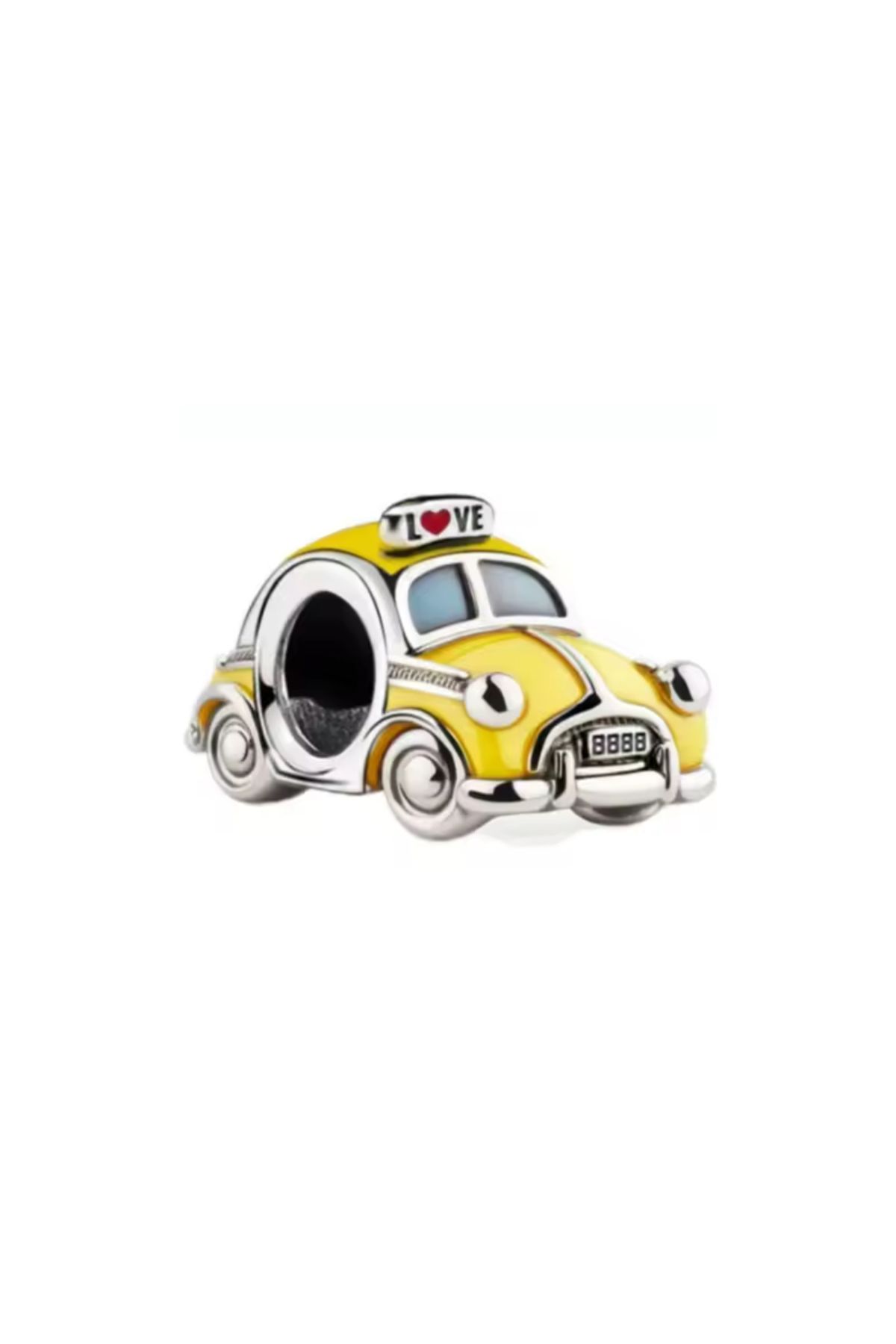 Es Silver Sarı Araba Taksi Charm / 925 Ayar Gümüş