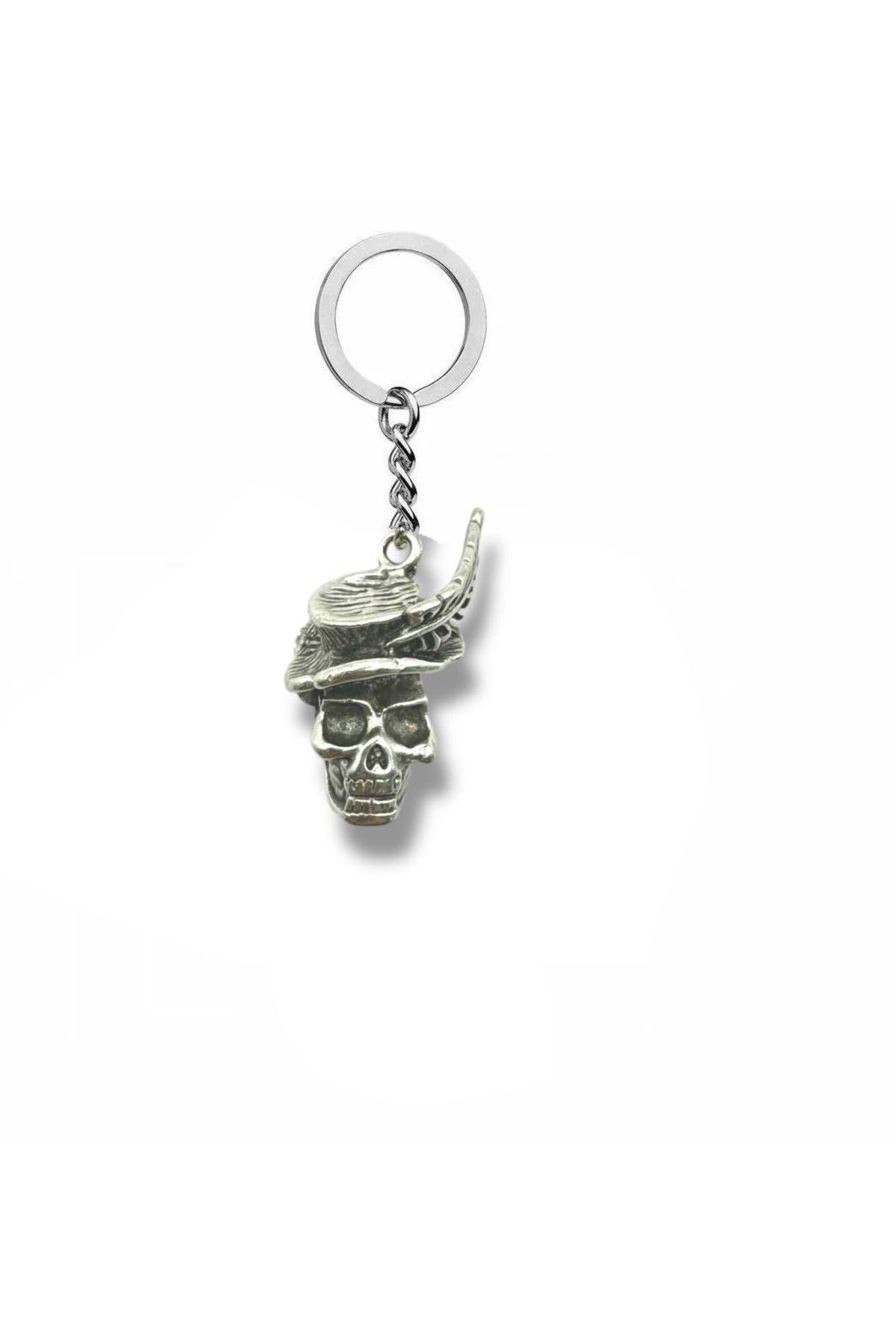 Herşey Nota Kurukafa Skull | Şapkalı ve Tüylü Unisex Anahtarlık