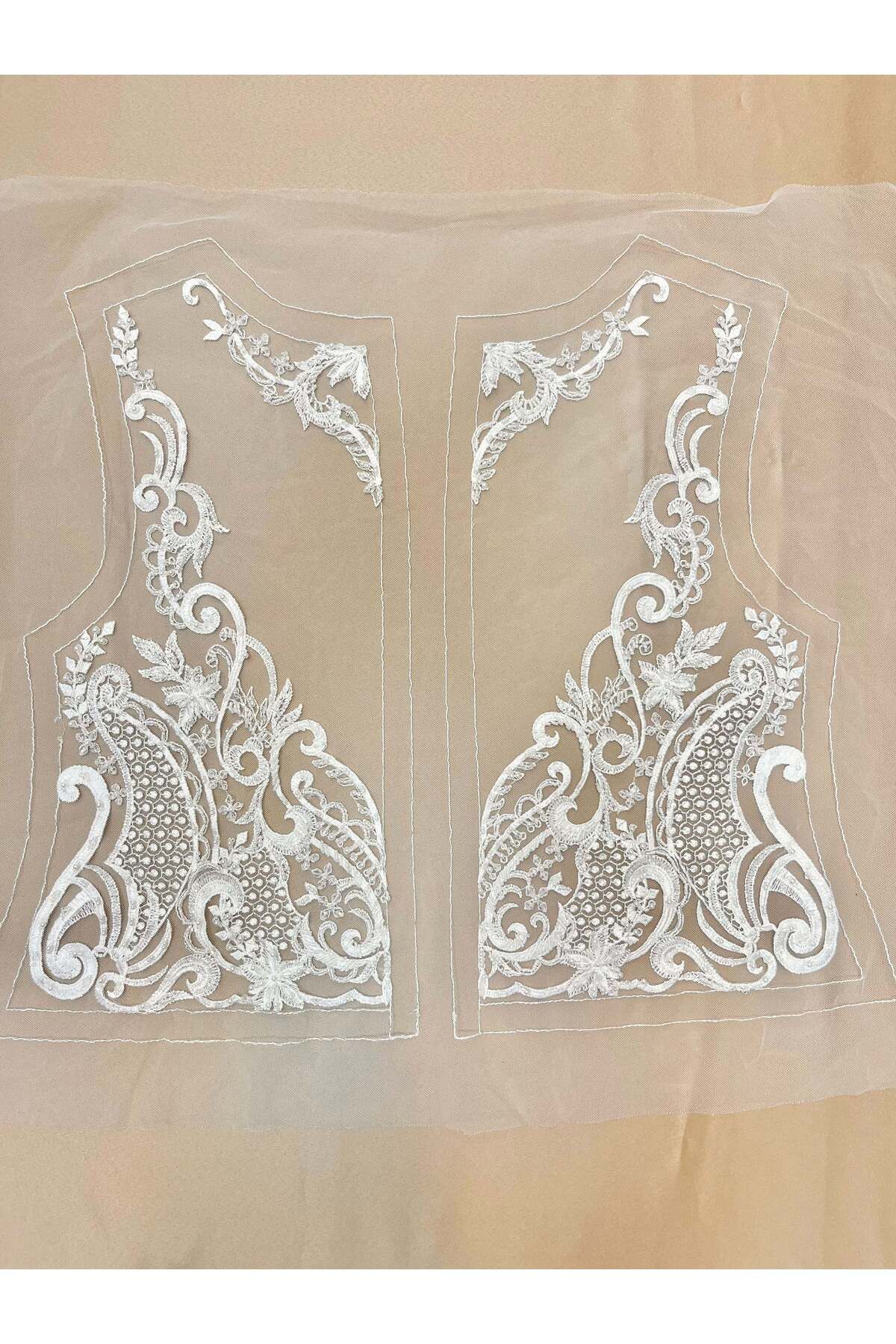 Luxuro-Geometric Pattern Bust Panel Set with Crystals, Pearls and Sequins 7