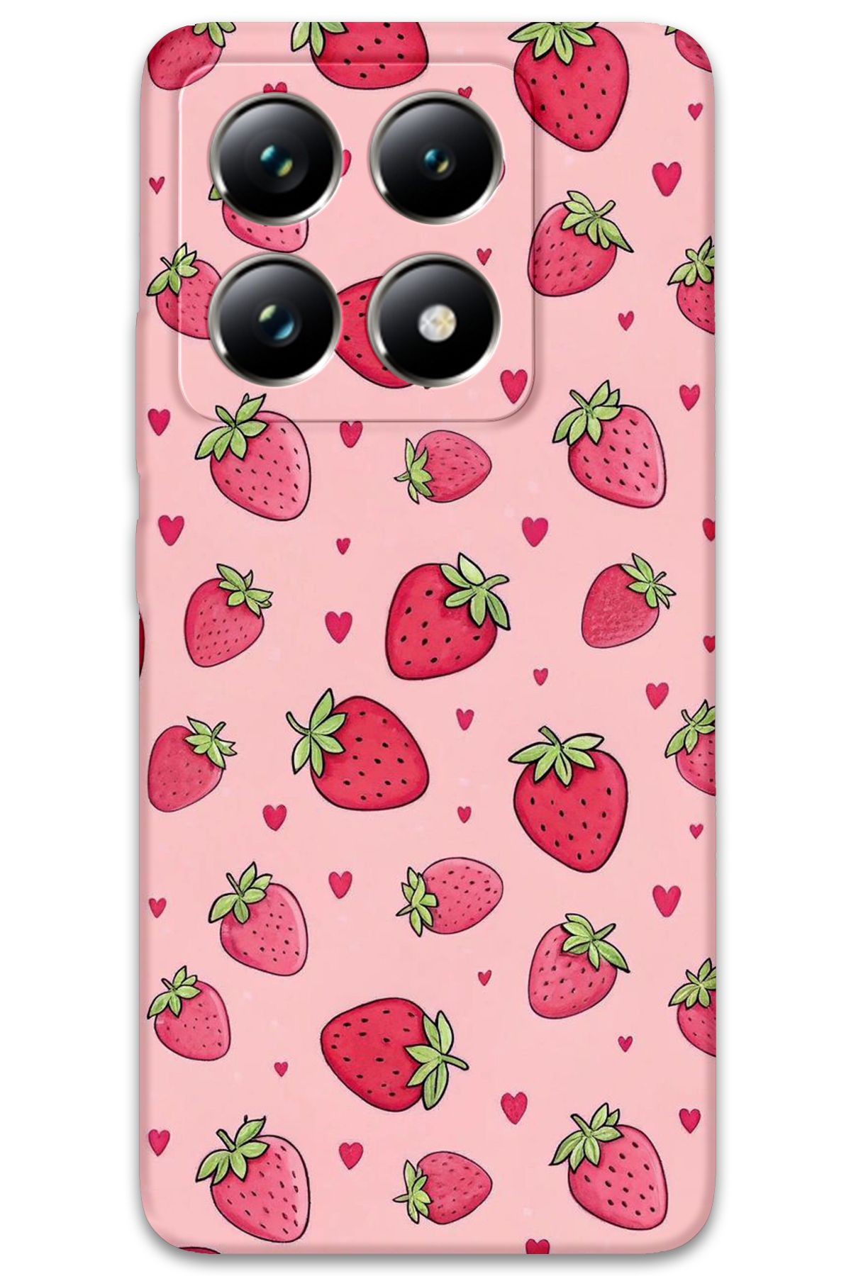 Gramaphone Xiaomi Mi 14T Pro Uyumlu Çilek Desenli Telefon Kılıfı + Ekran Koruyucu - 5804