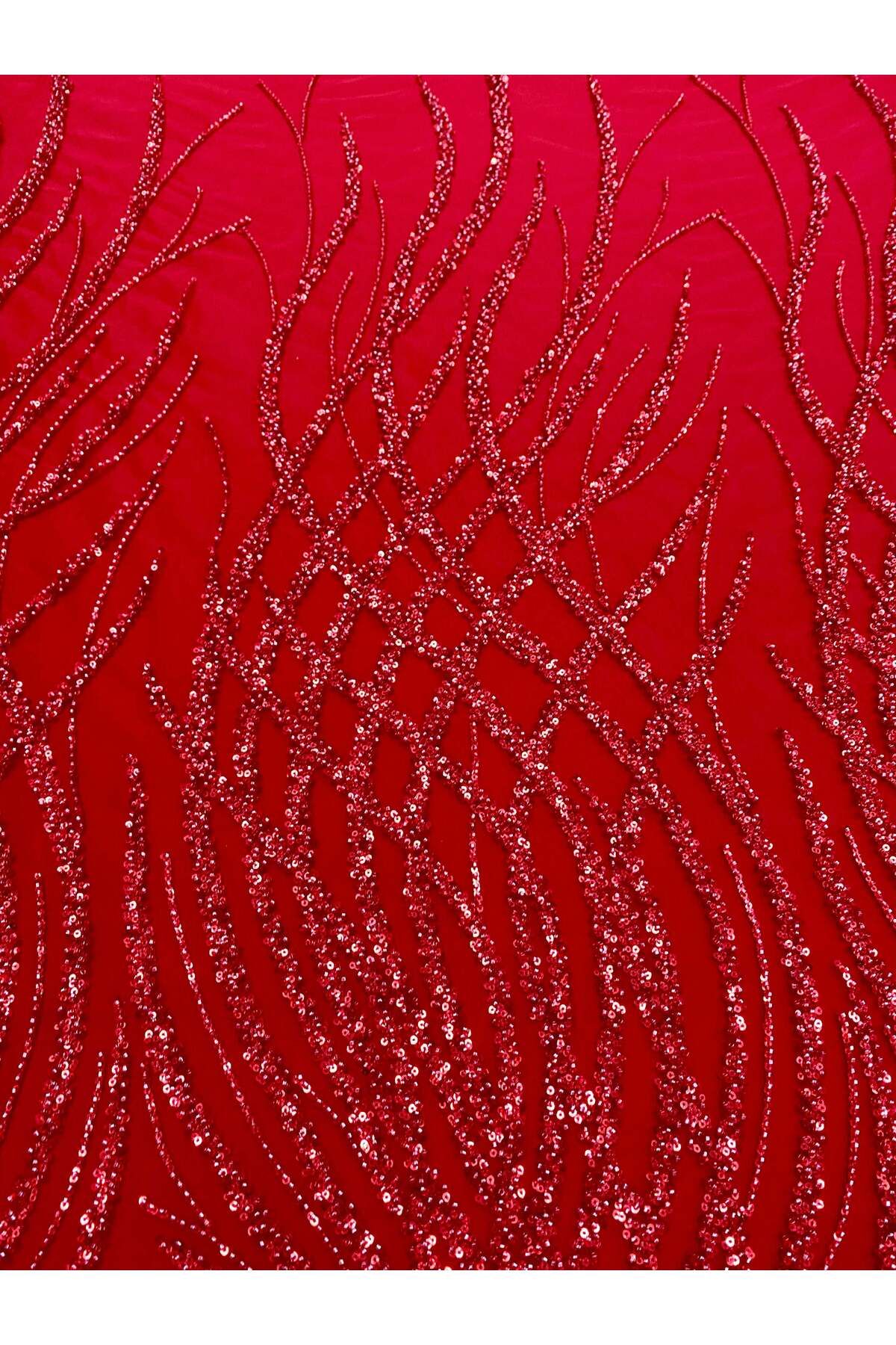 Luxuro-Red Couture Lace with Strings, Beads and Sequins 4