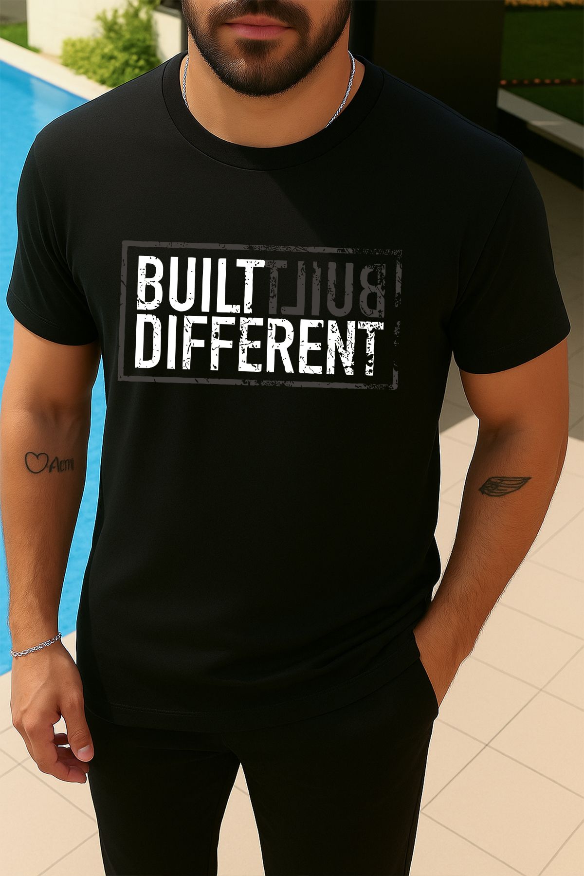 uniqwo Unisex Built Different Baskılı Motivasyon %100 Pamuk Premium Regular T-Shirt