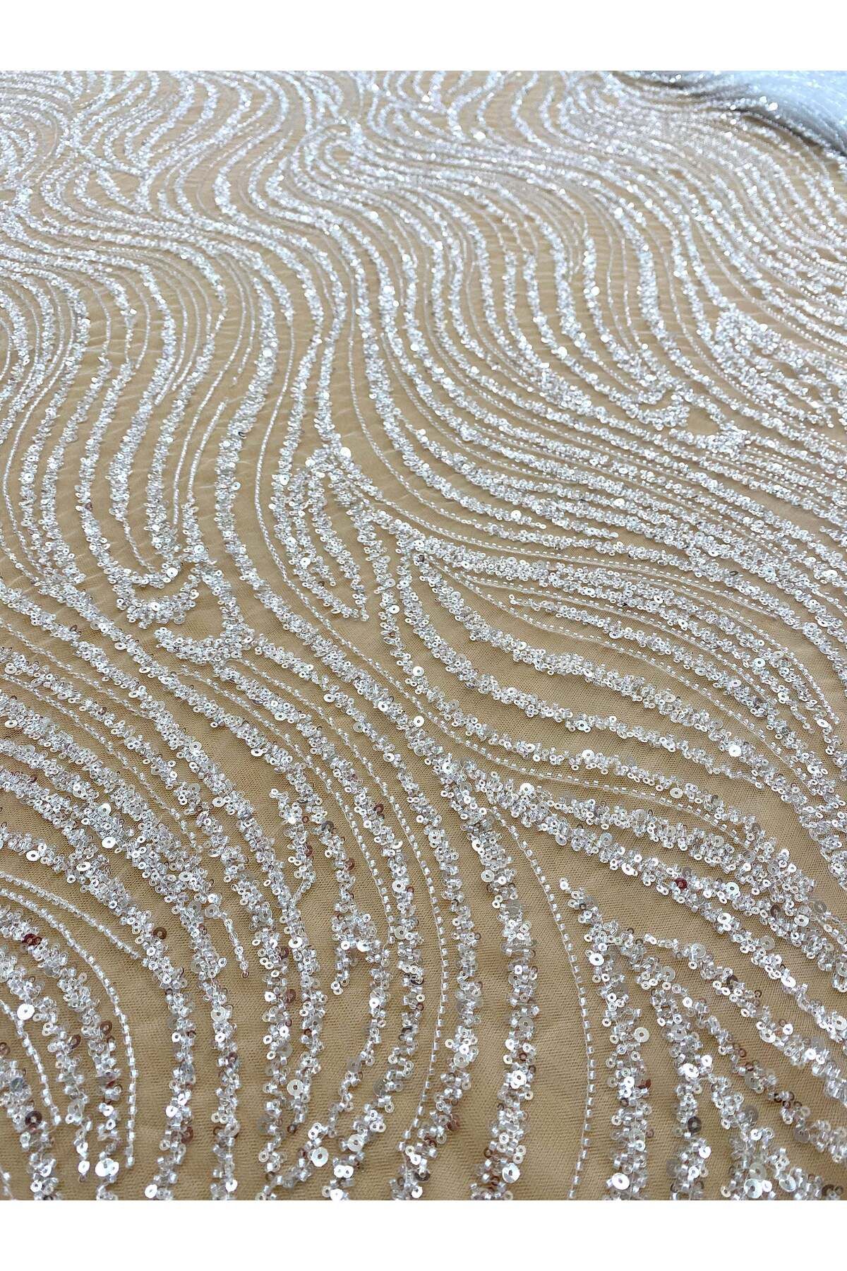 Luxuro-Couture Diamond Lace Linear Pattern, with Beads and Sequins 5