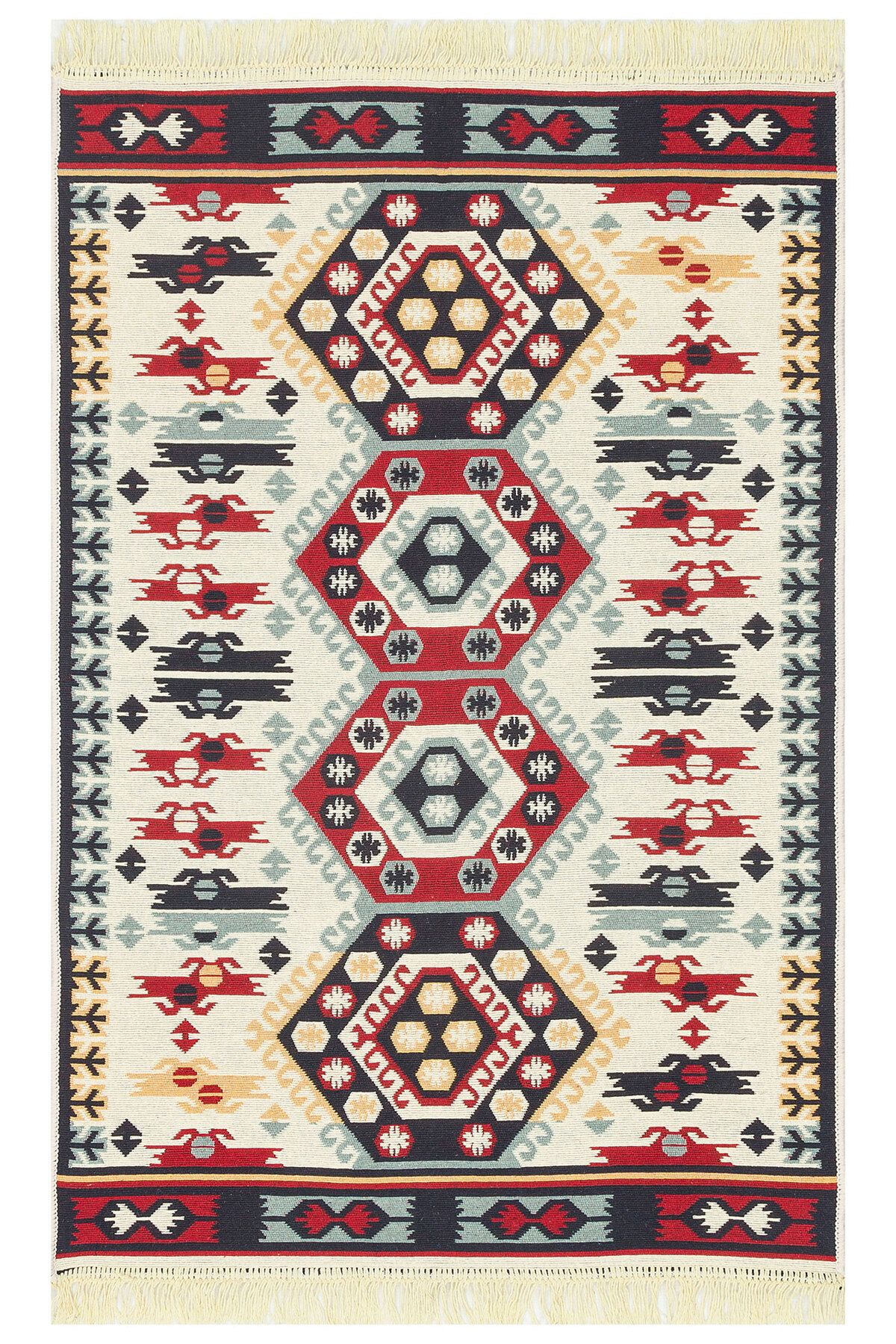 Eko Halı MAYER HALI ARYA 30 RED Yıkanabilir Çift Taraflı Modern Desenli Dokuma Kilim