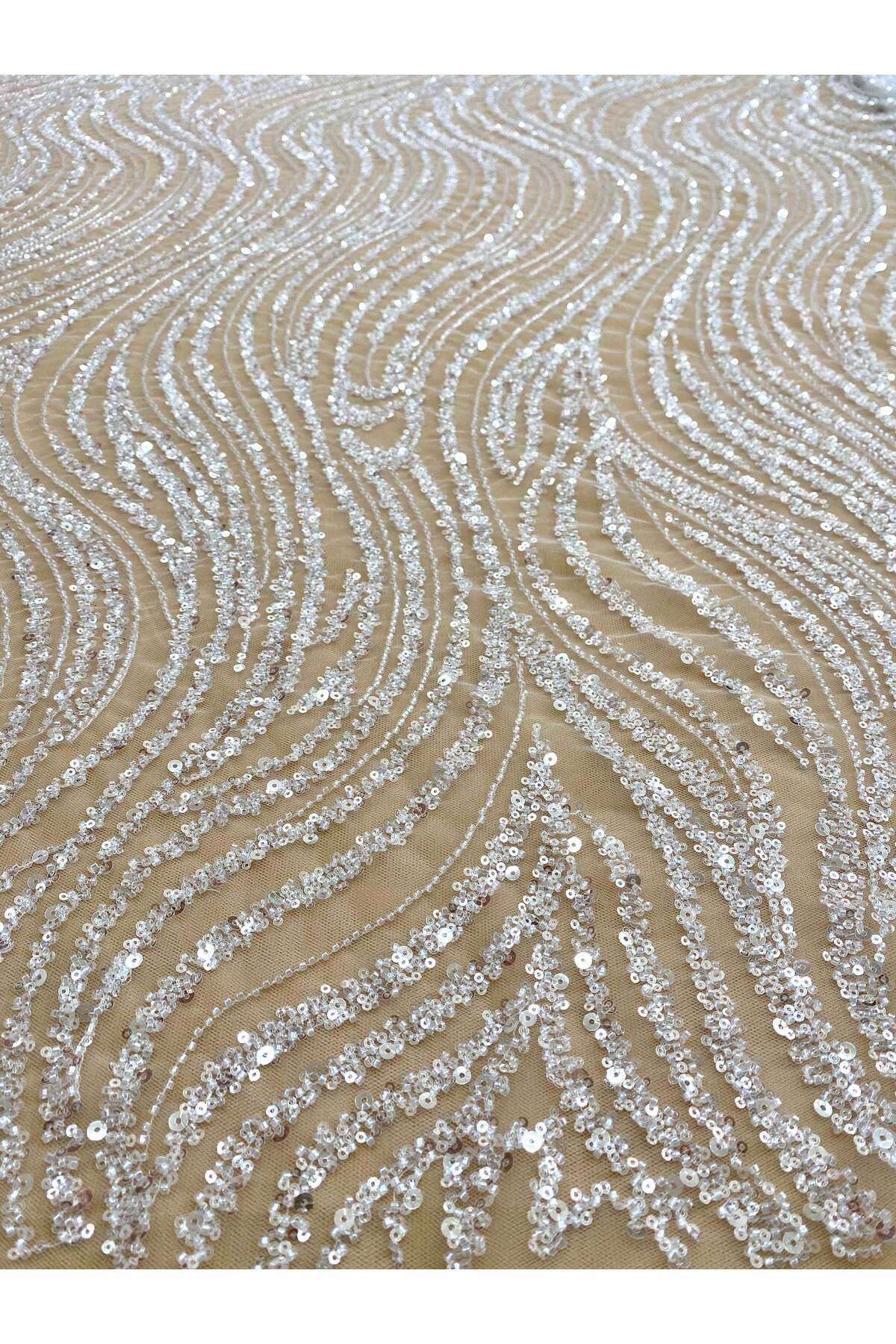 Luxuro-Couture Diamond Lace Linear Pattern, with Beads and Sequins 3
