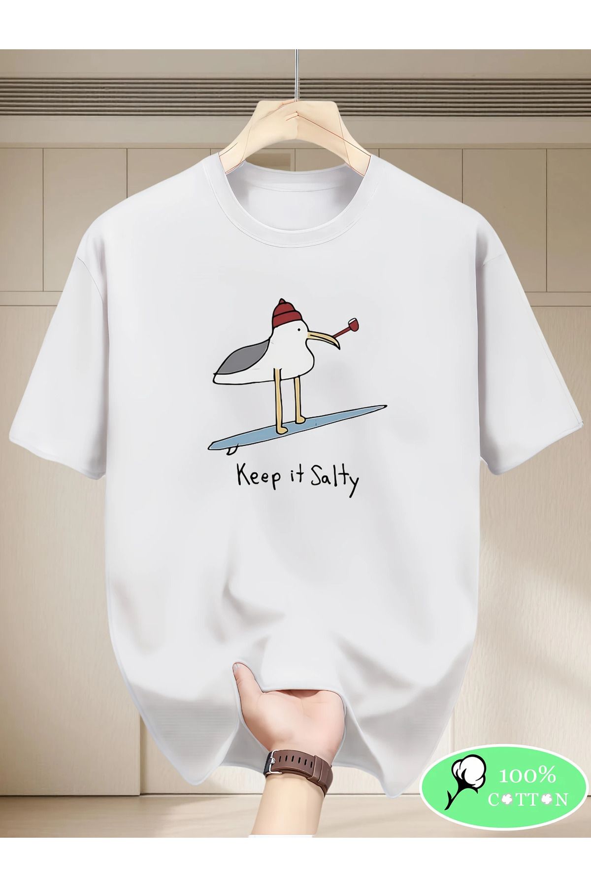 LUNAVISTA Dino Baskılı Bisiklet Yaka Kısa Kol T-shirt