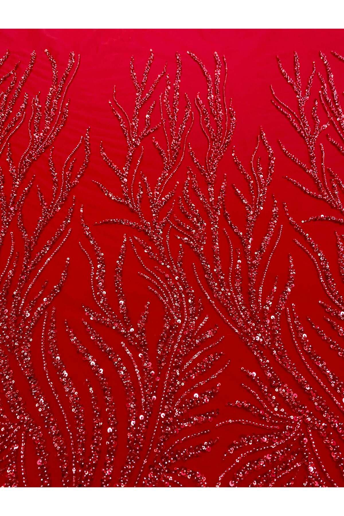 Luxuro-Red Couture Lace with Strings, Beads and Sequins 5
