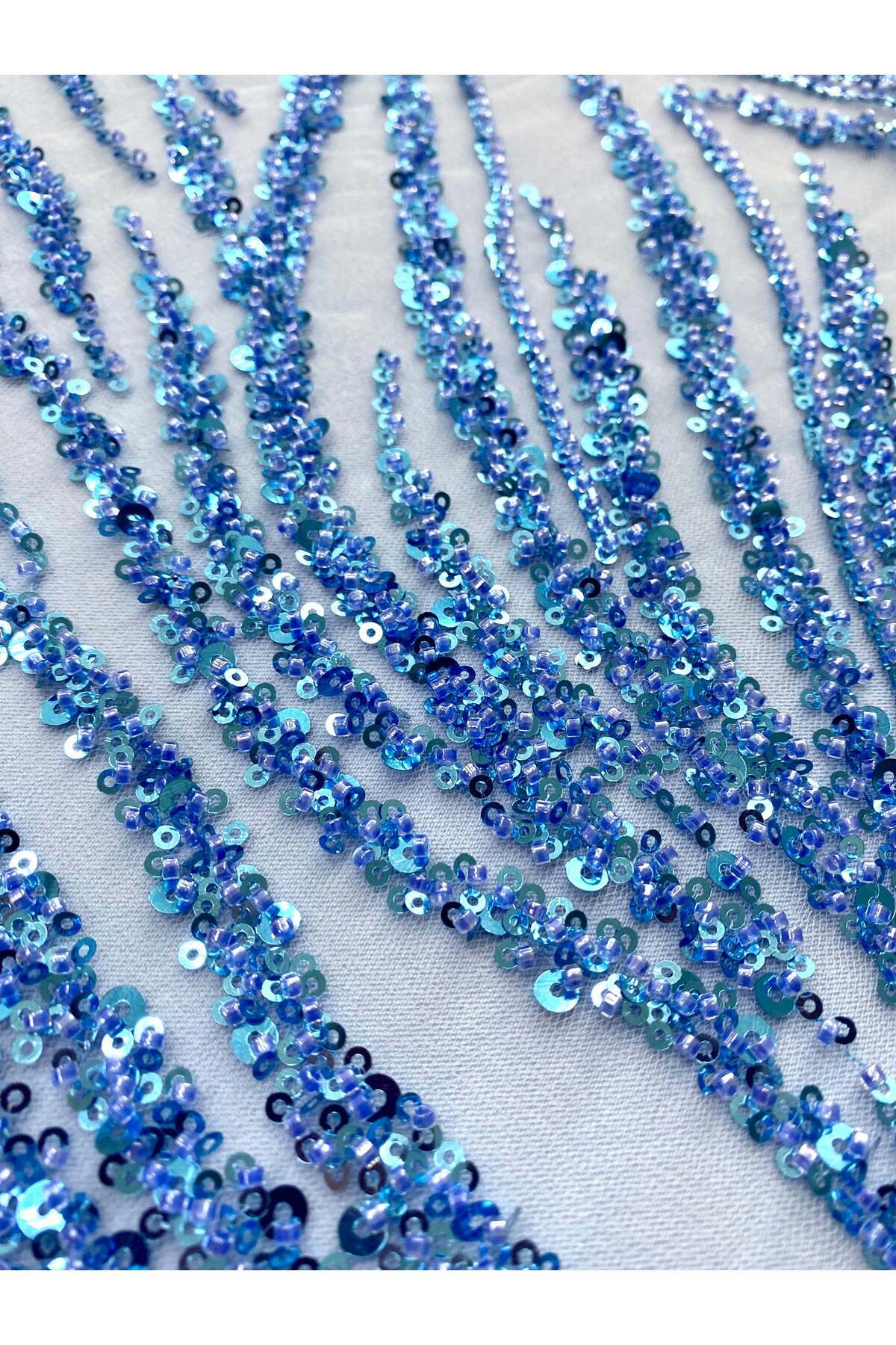Luxuro-Sky Blue Couture Lace with Beads and Sequins 4