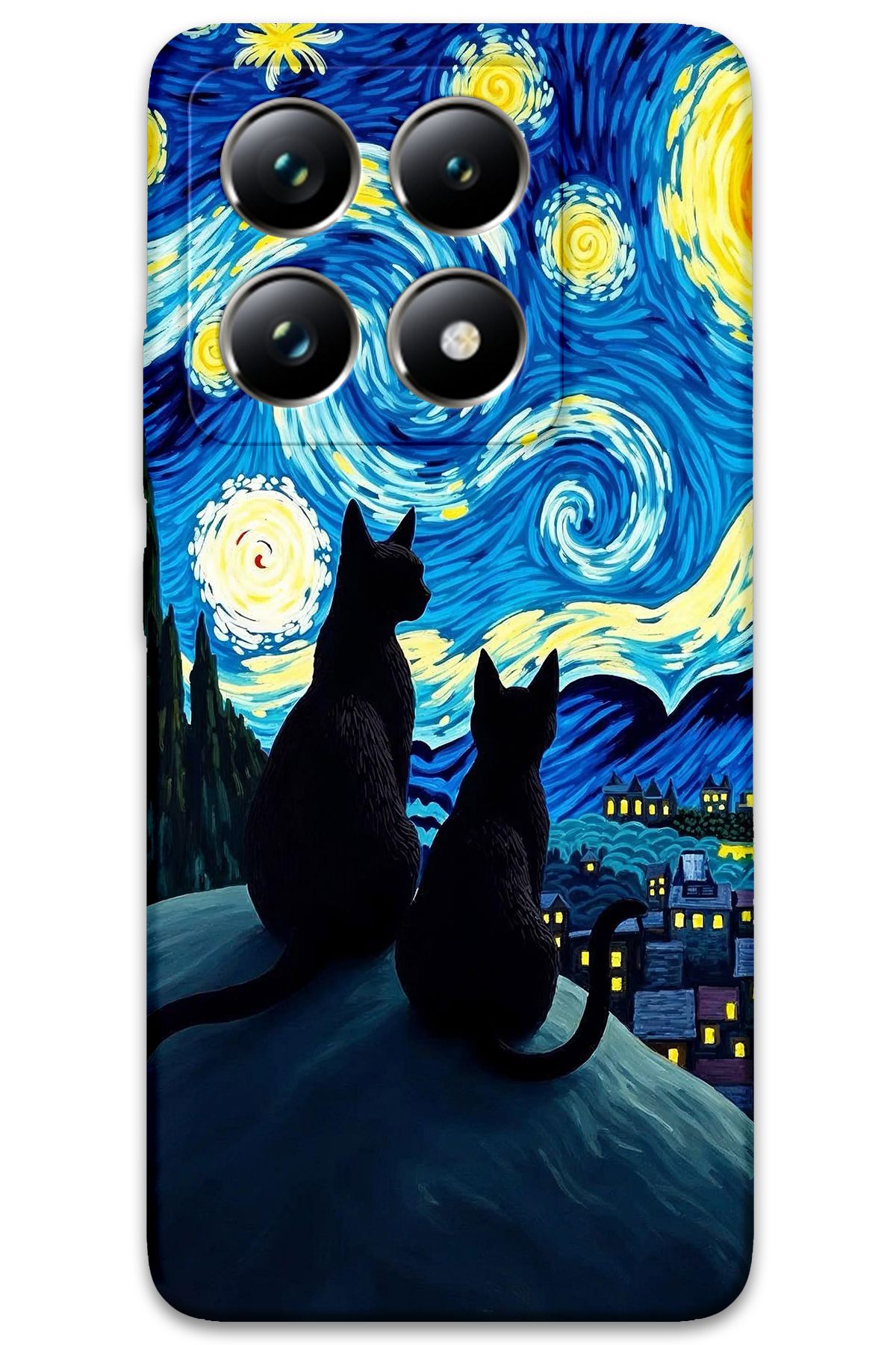 Gramaphone Xiaomi Mi 14 Uyumlu Kedi Desenli Telefon Kılıfı + Ekran Koruyucu - 5782