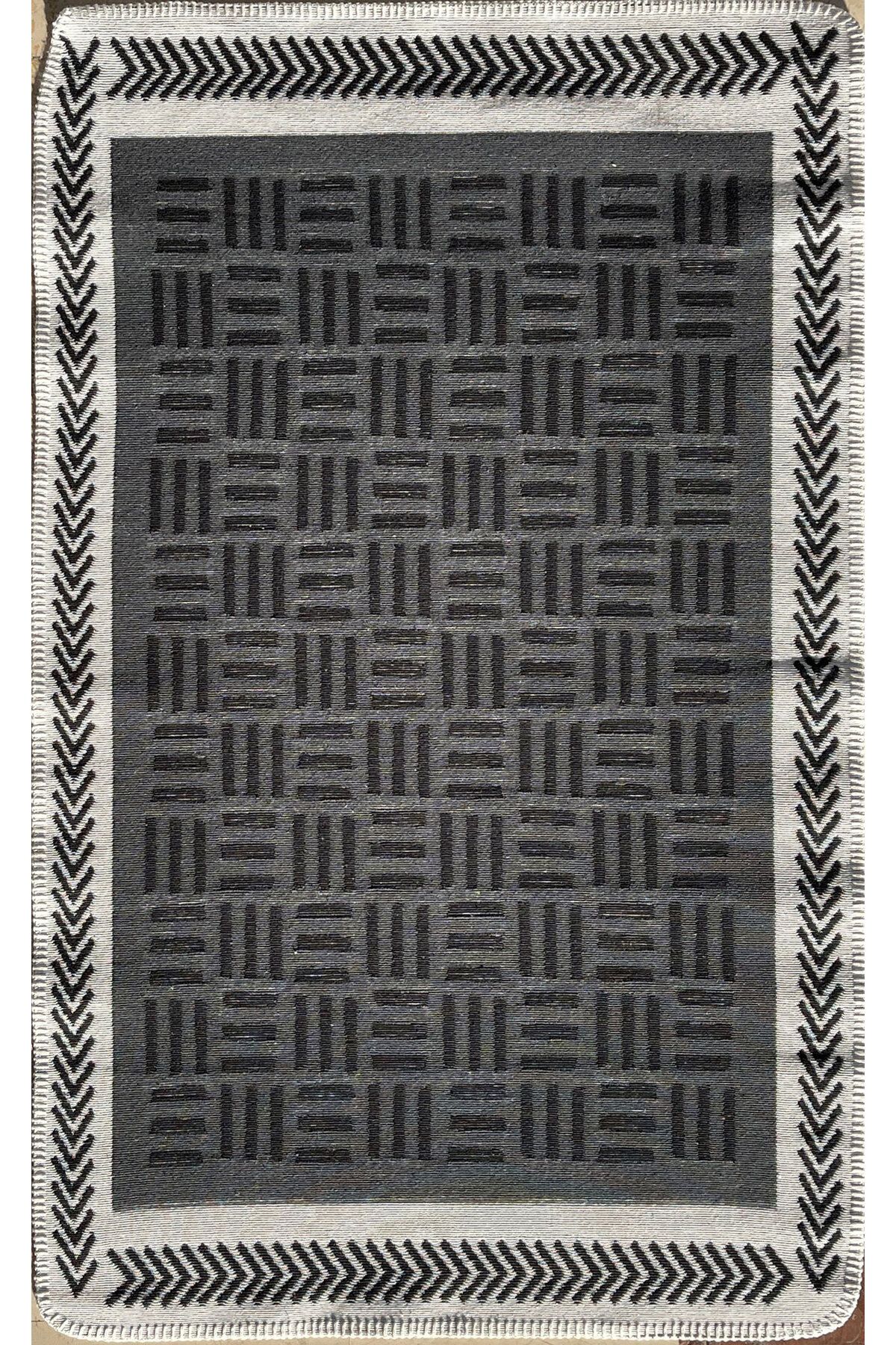 Eko Halı MAYER HALI ARYA NEO 03 ANTHRACITE WHITE Yıkanabilir Kaymaz Tabanlı Modern Pamuk Kilim