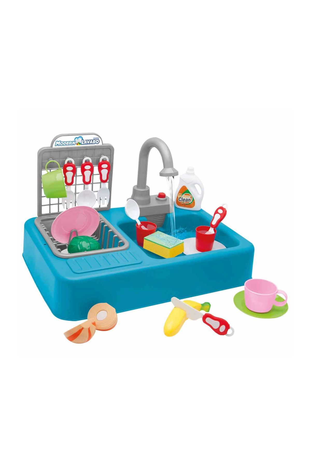 BYZ TOYS MODERN LAVABO MUTFAK SETİ MAVİ