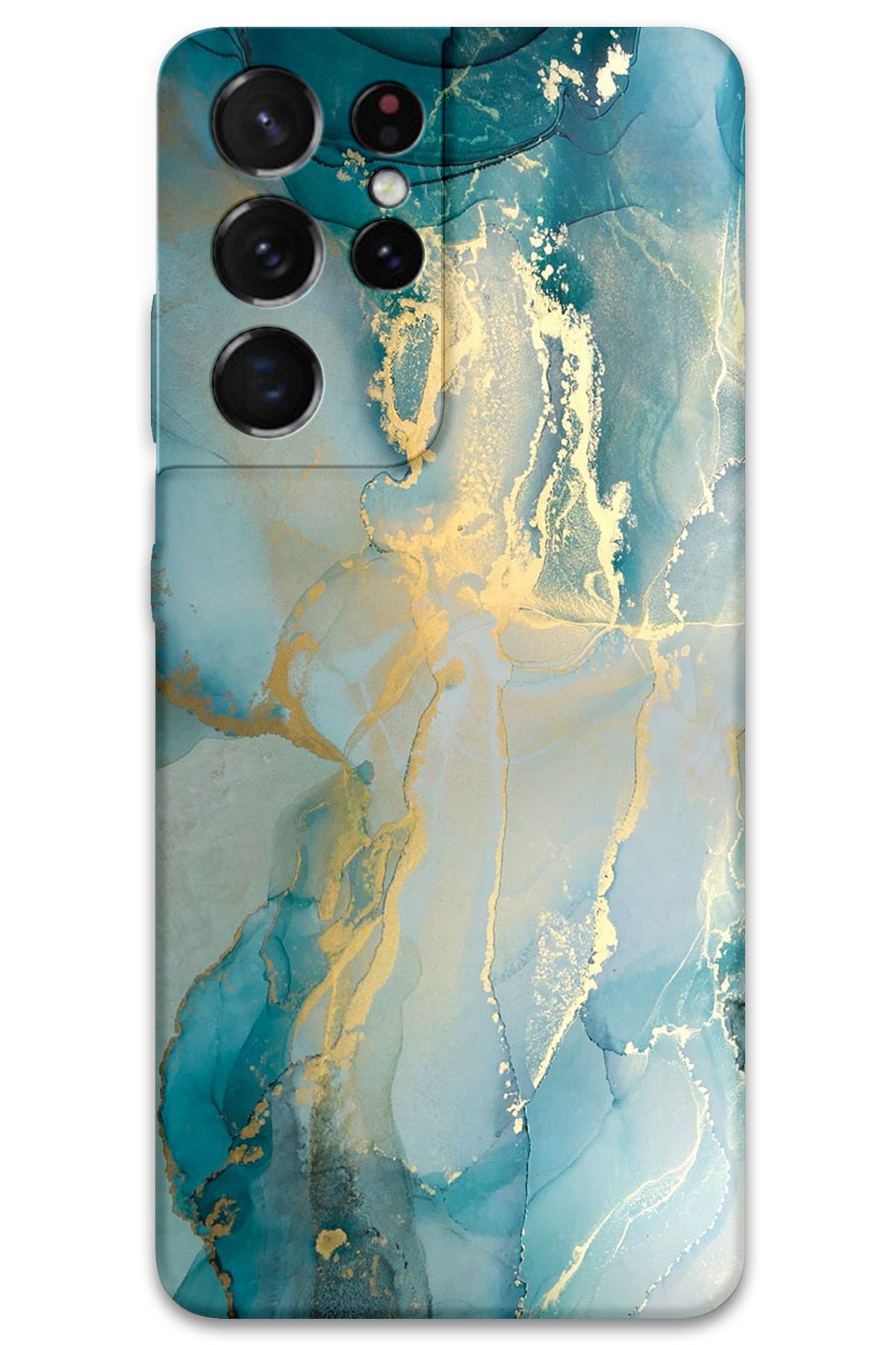 Gramaphone Galaxy S21 Ultra Uyumlu Mermer Desenli Telefon Kılıfı + Ekran Koruyucu - 5814
