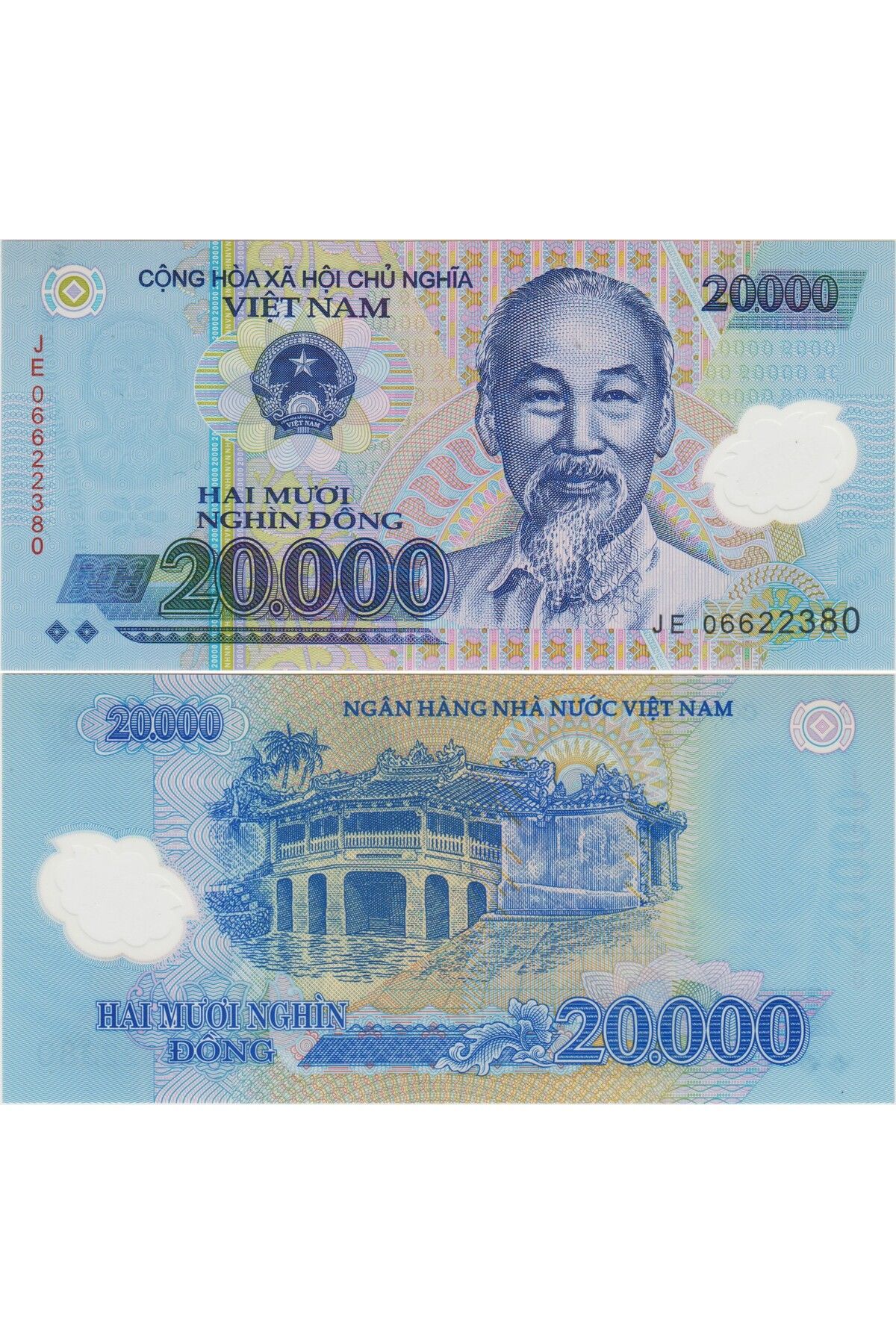 Banknoting VİETNAM 20.000 DONG 2006 HO CHI MINH PORTRELİ. POLYMER PARA. ÇİL KONDİSYON.