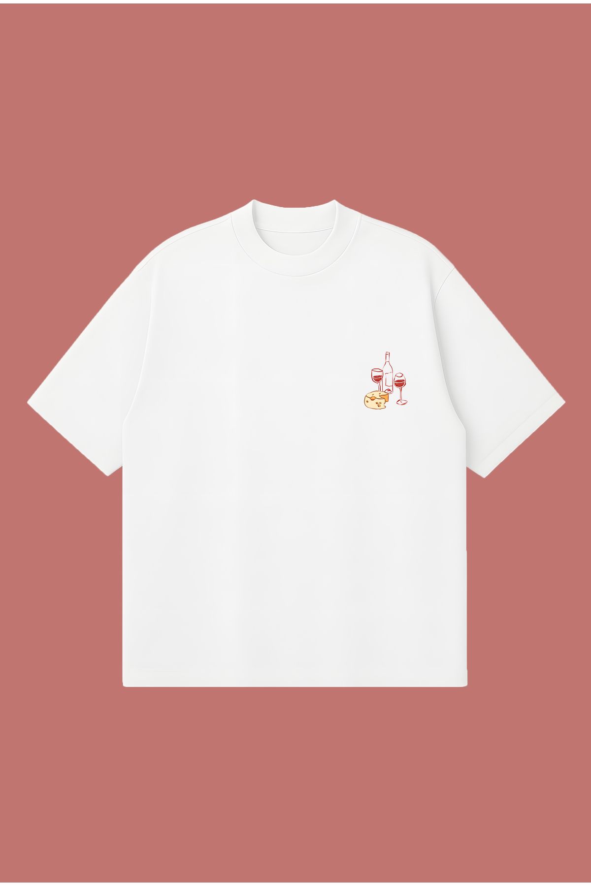 PURE POWER Wine & Cheese Şarap ve Peynir Club Boxy Fit Oversize Unisex Tshirt – Baskılı Tişört | Streetwear