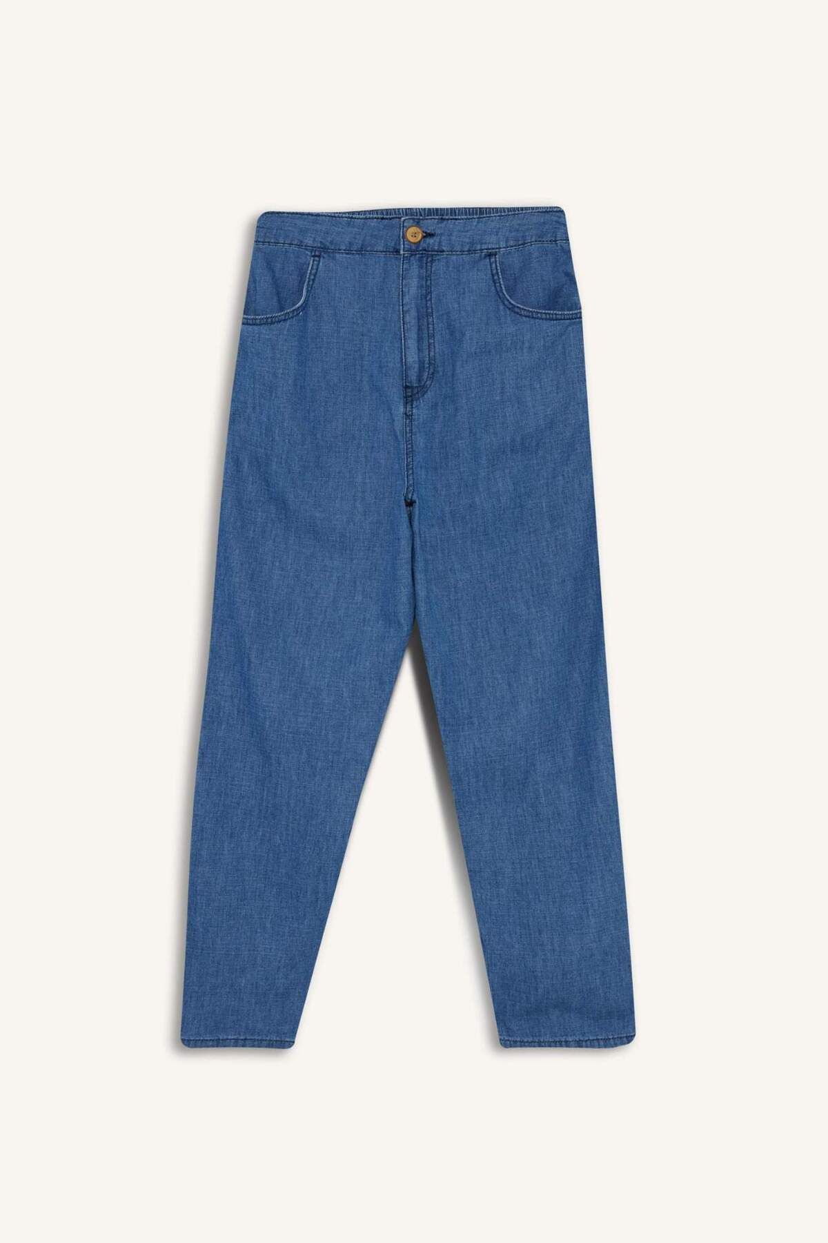 DeFacto Culotte Beli Lastikli Kısa Paça Bilek Boy Jean Pantolon E3041AX25SM
