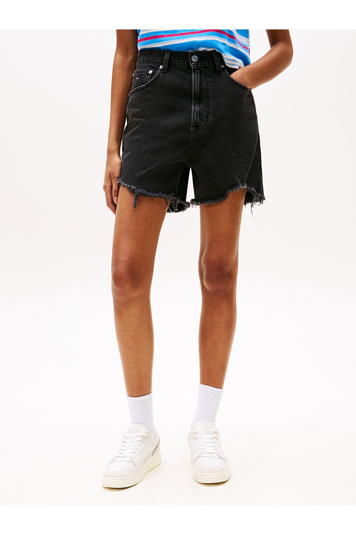 Tommy Hilfiger Black Distressed Mom Shorts
