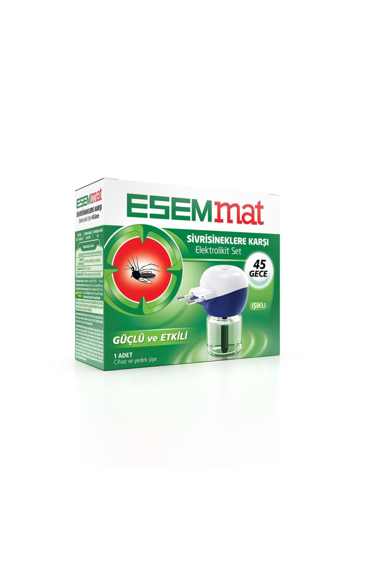 GÜNEŞ DEPO Esemmat sivrisineklere karşı elektrolikit set (cihaz +yedek şişe & 45 gece )