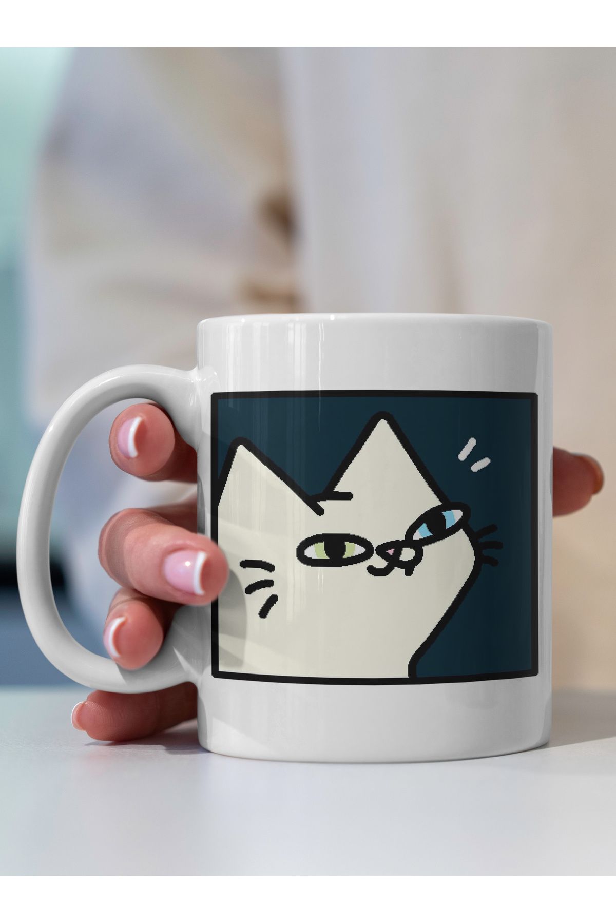 Ayabak Kupa Bardak - Kedi Desenli Kupa Bardak - Hediyelik Kupa Bardak