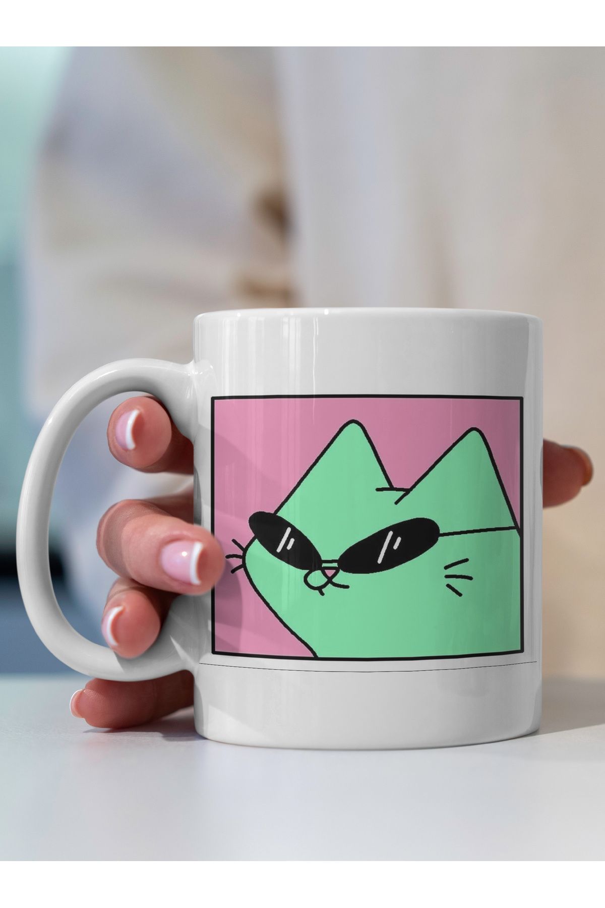 Ayabak Kupa Bardak - Kedi Desenli Kupa Bardak - Hediyelik Kupa Bardak