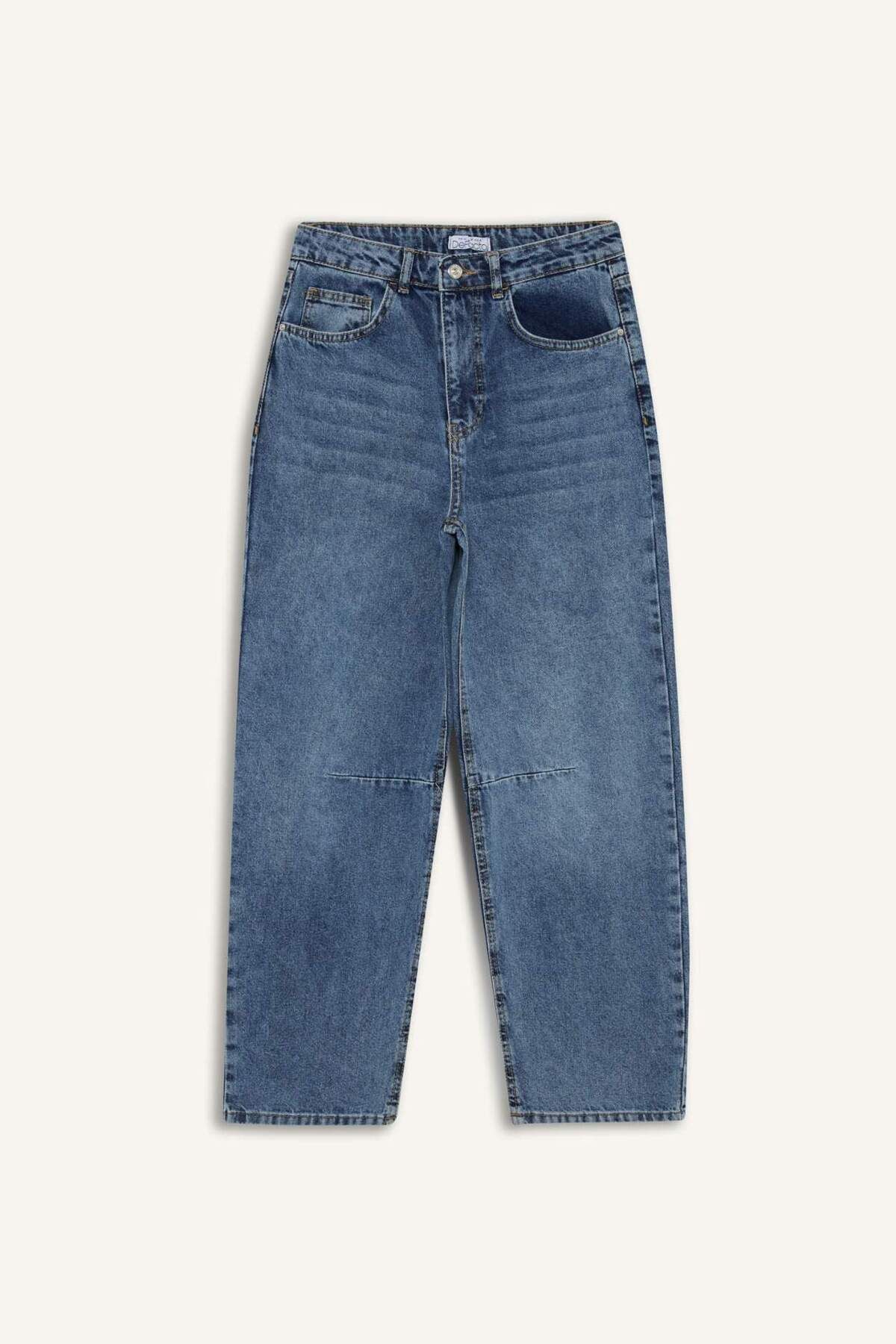 DeFacto Barrel Fit Normal Bel Bilek Boy Jean Yıkamalı Pantolon F6102AX25HS