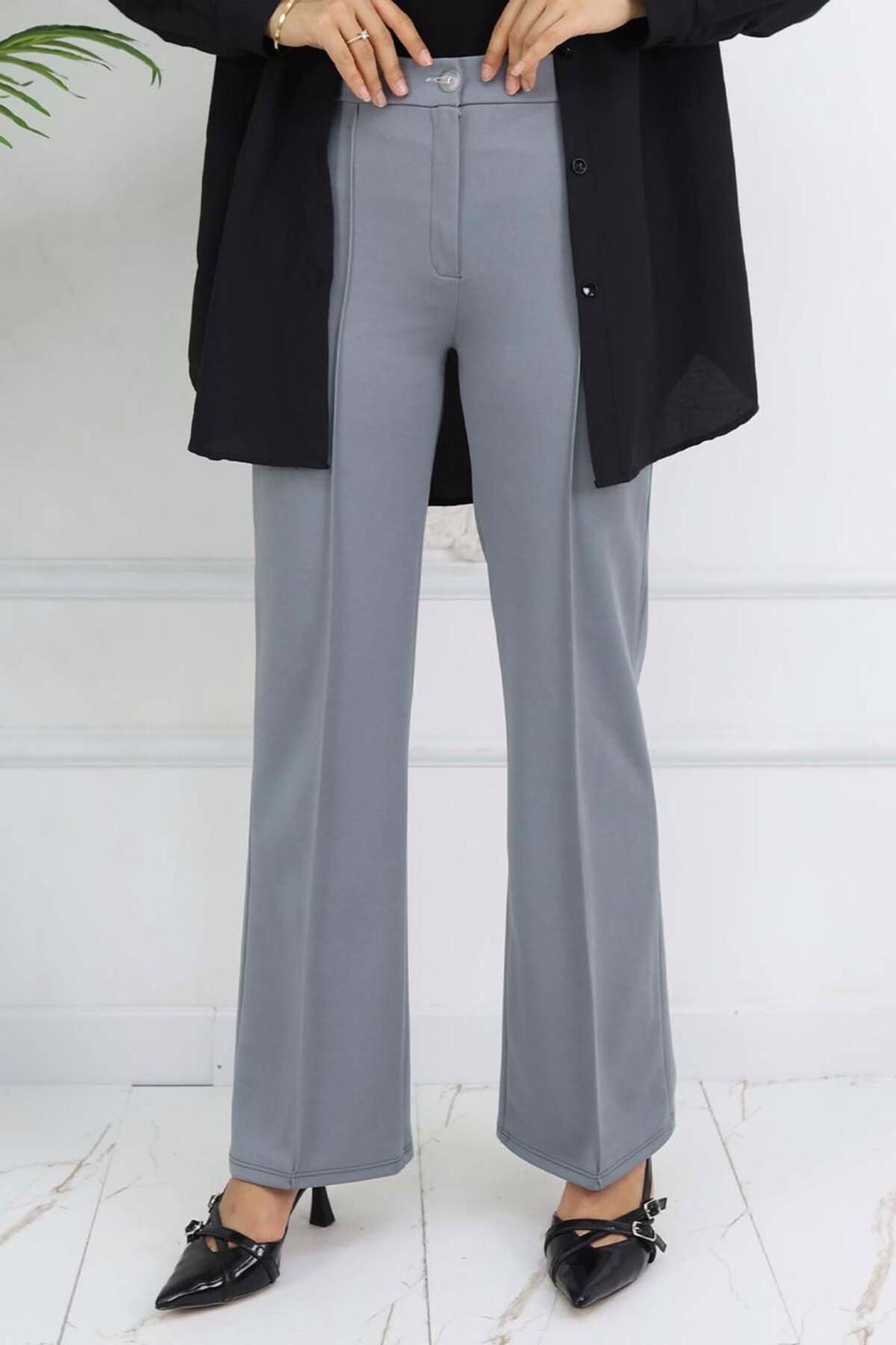 TRENDTESETTÜR KADIN GRİ PALAZZO PANTOLON T 3403