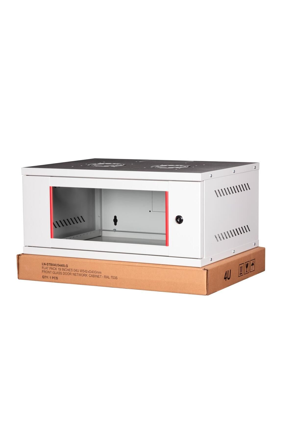 Lande - 7U 19" Cam Kapaklı Duvar Tipi Rack Kabinet – Genişlik: 544 mm | Derinlik: 400 mm – Açık Gri