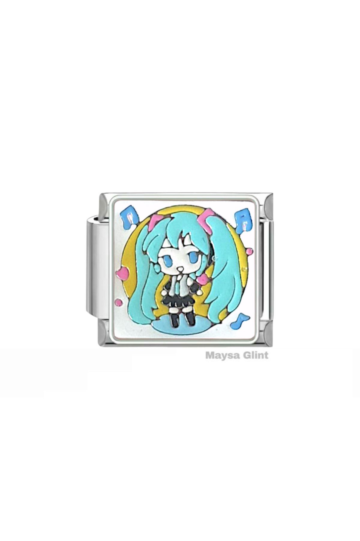 Maysa Glint Hatsune Miku Anime Karakteri Paslanmaz Çelik Charm İtalyan Bileklik Charmı