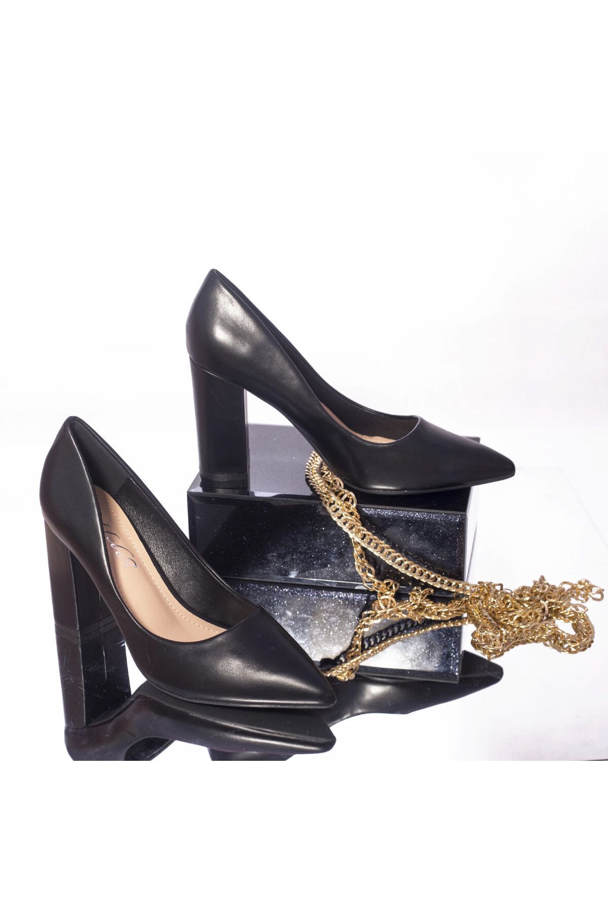 MODA STİL-Clear heel shoes, black eco-leather, 35 3