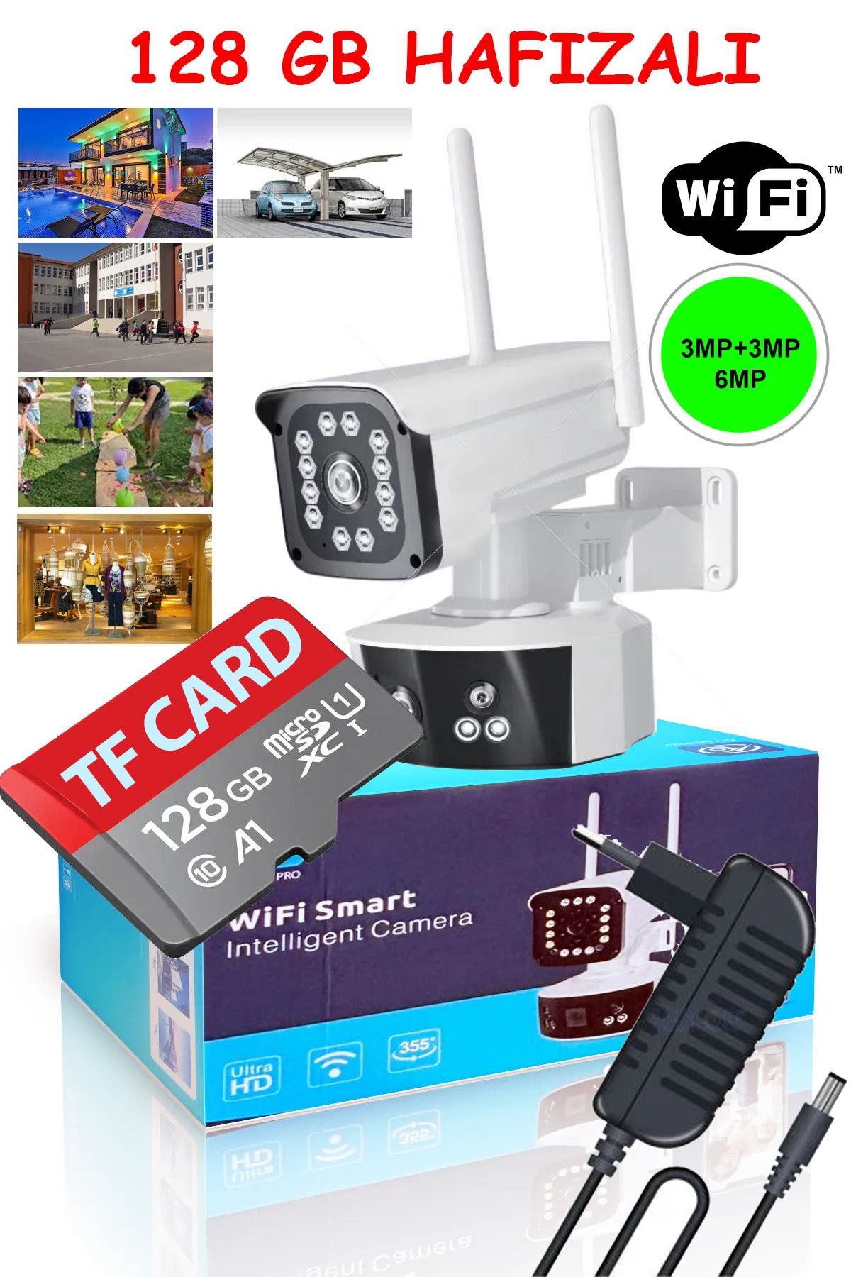 ANADOLU PARS BİLGİSAYAR 128 Gb 3mp Wifi Ptz Camera 2 Kameralı Geniş Açı Sd Kart O-kam Pro Kablosuz Wifi Güvenlik Kamerası