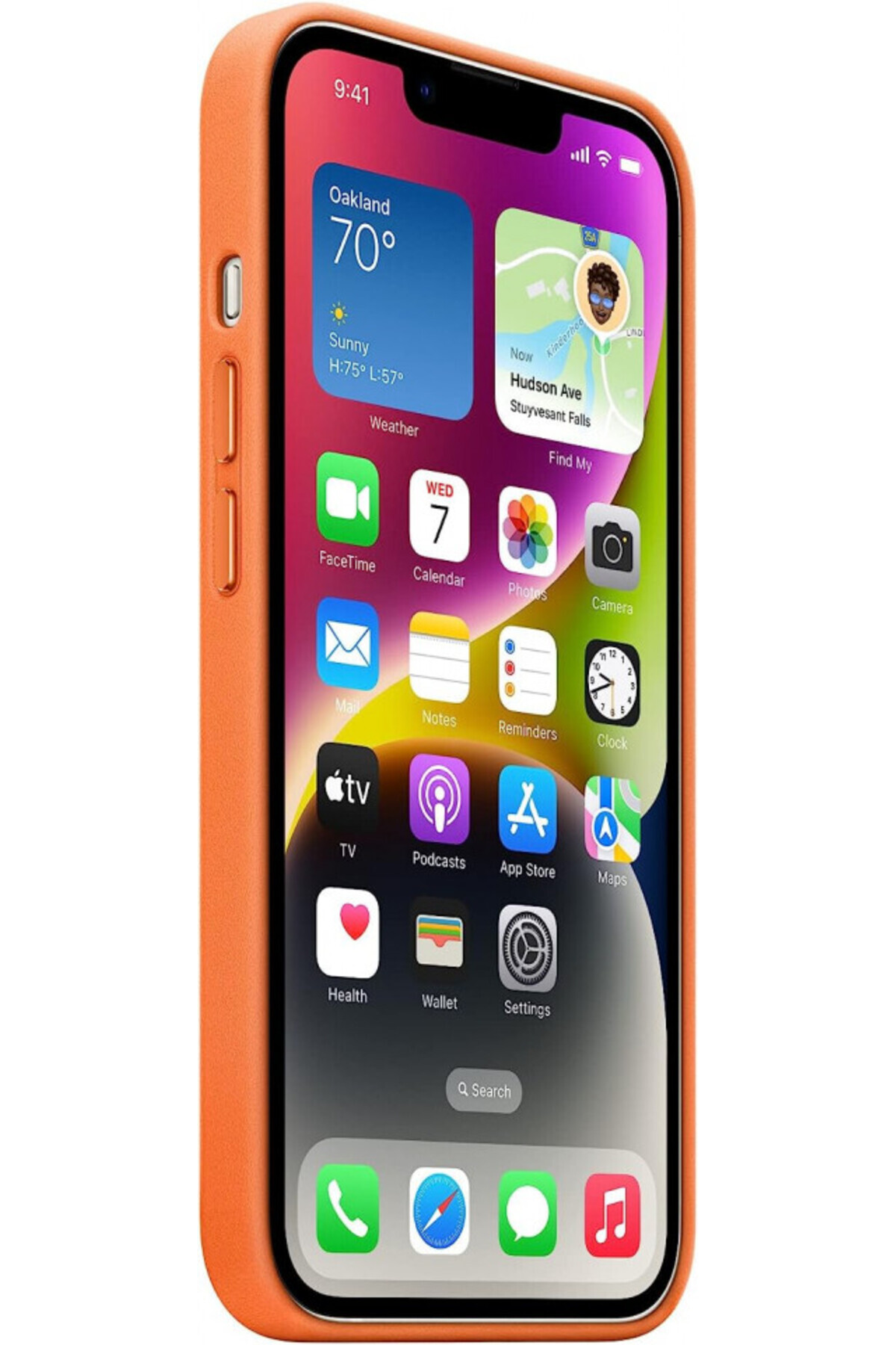 Apple-iPhone 14 Plus Leather Case with MagSafe, Orange 2