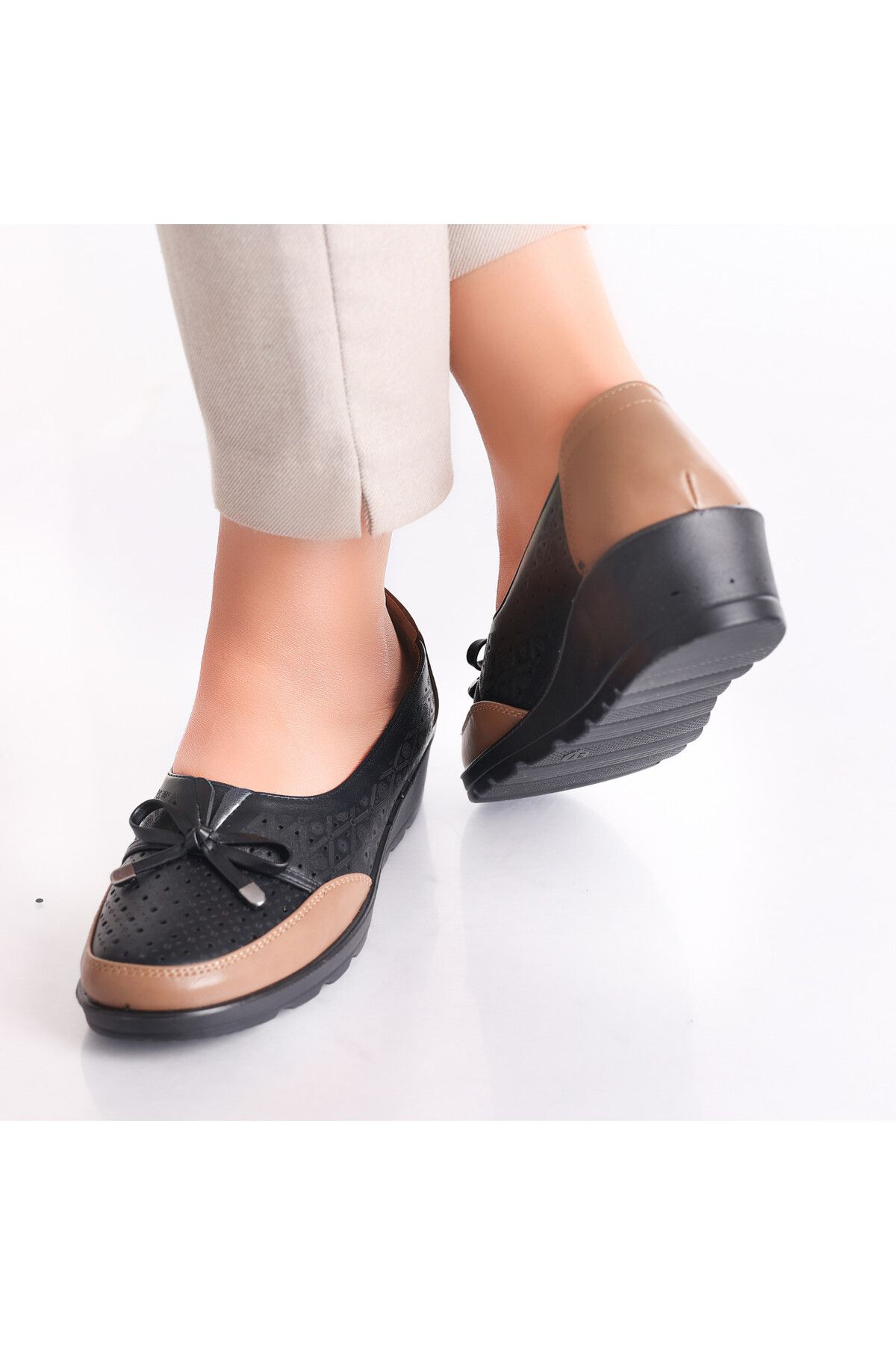 MODA STİL-Women's Black/Brown Shoes Made of Eco-Leather Tania, 41 4
