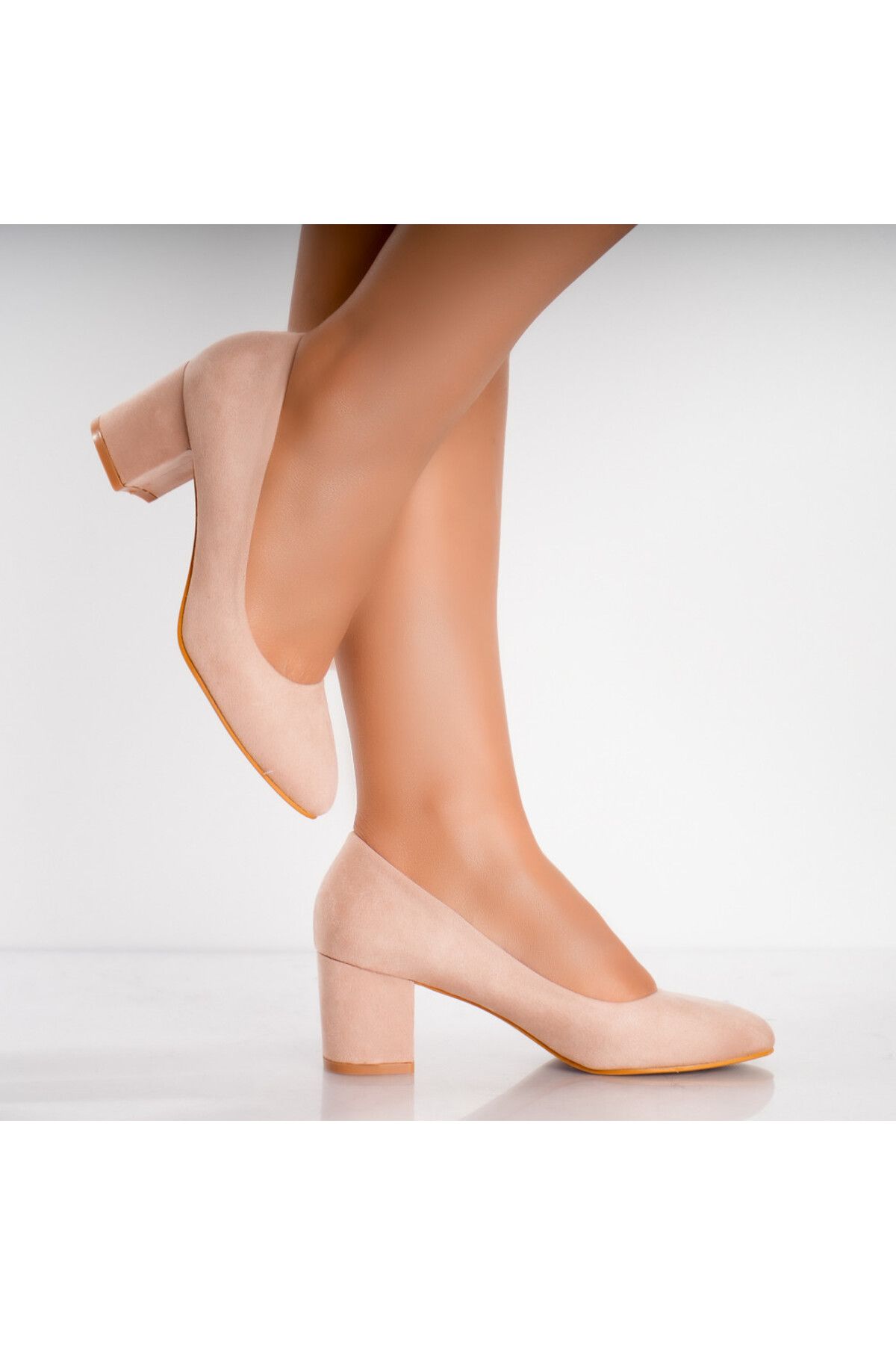 MODA STİL-Women's Pink Heeled Shoes Made of Azen Eco-Suede Leather, 38 4