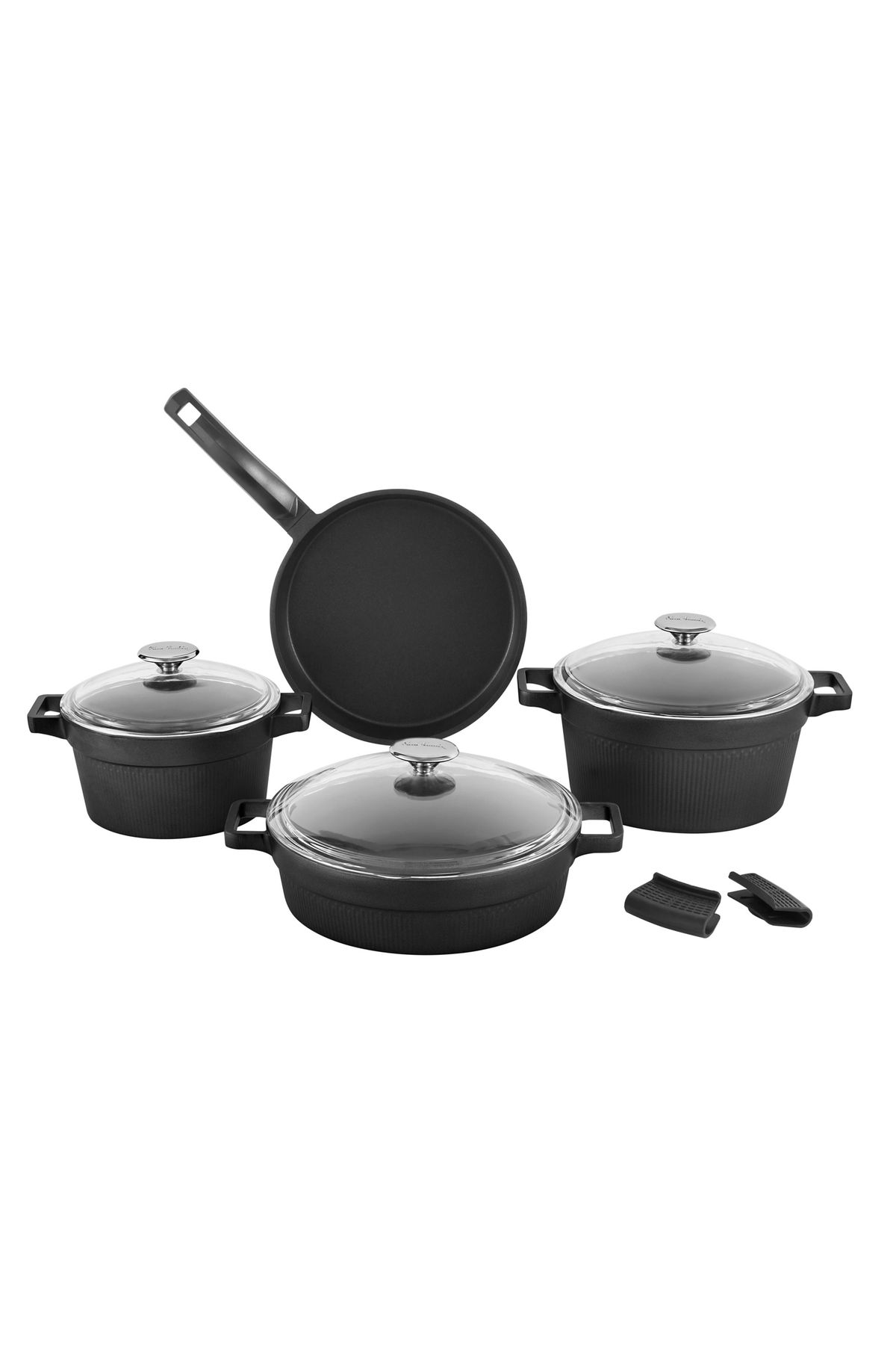 Pierre Cardin Ultra Graniks Siyah 7 Parça Tencere Seti
