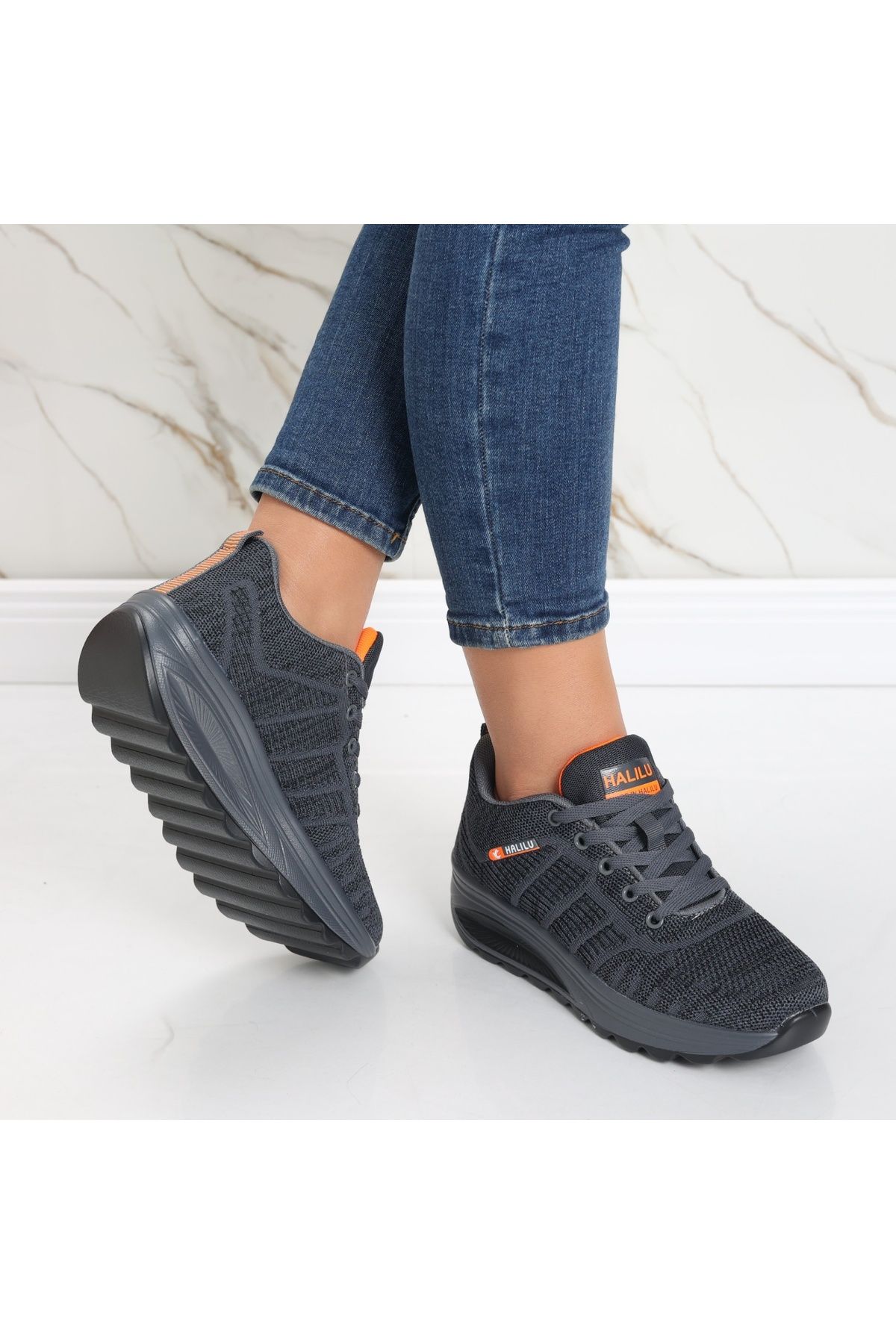 MODA STİL-Women's dark gray textile sports shoes Kiera, 37 6
