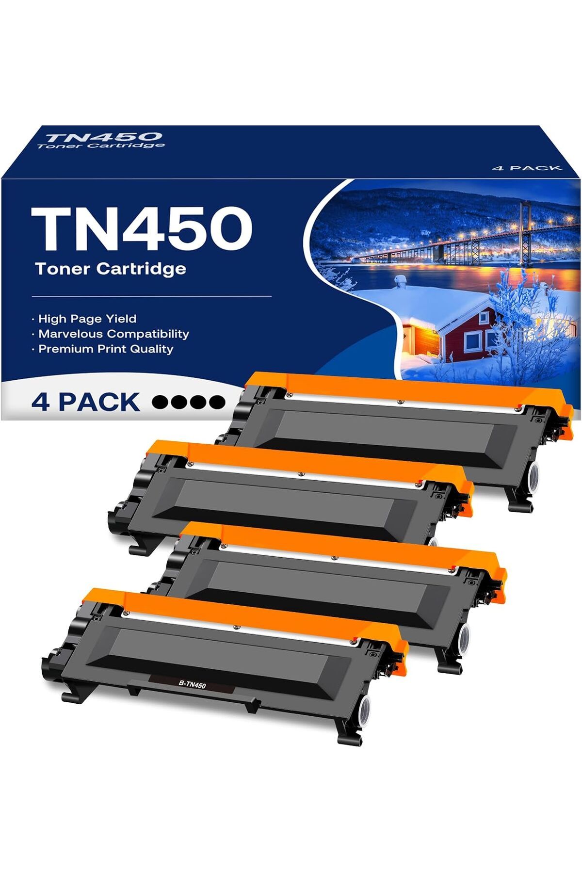 Brother MUADİL TN-450 TN420 HL-2270DW HL-2280DW MFC-7360N MFC-7860DW DCP-7065DN Printer (4 Black)