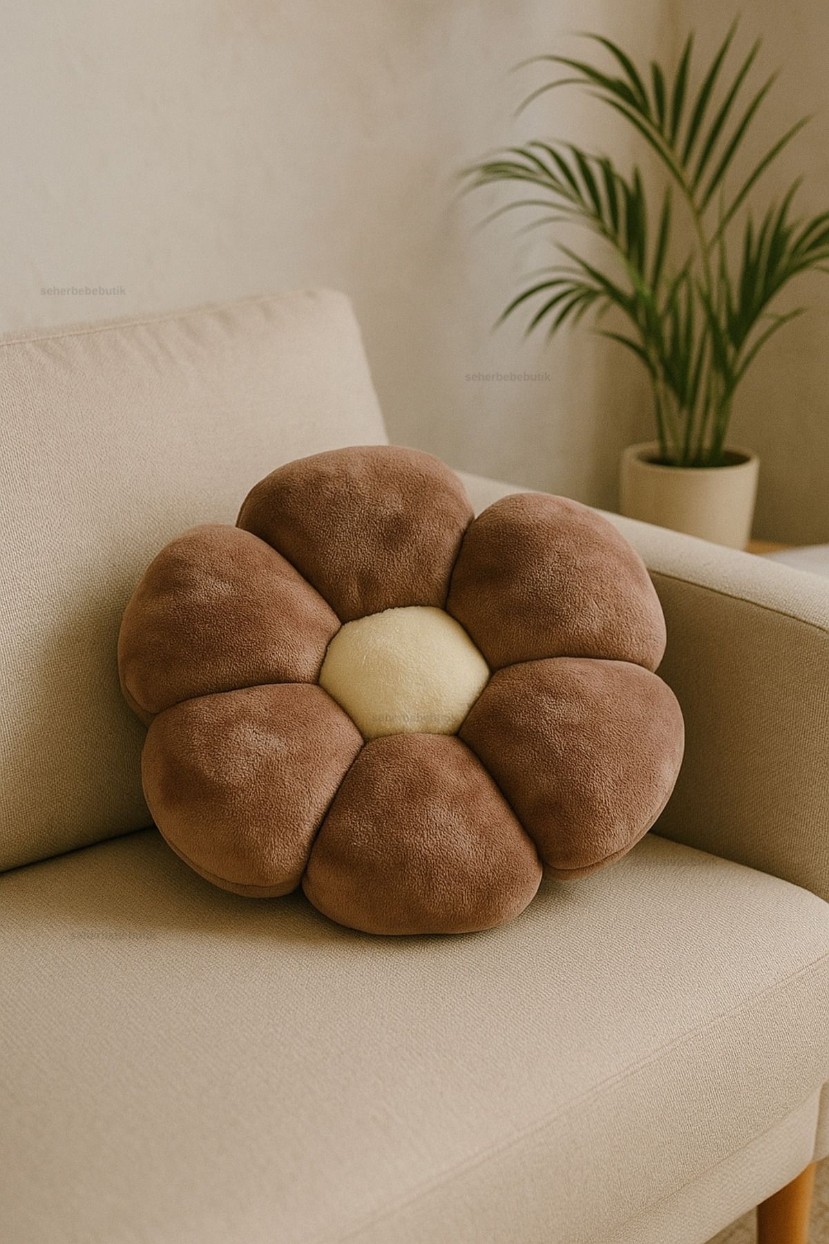 Plush Soft Dekoratif Papatya Kırlent Yastık Minder İthal Kumaş