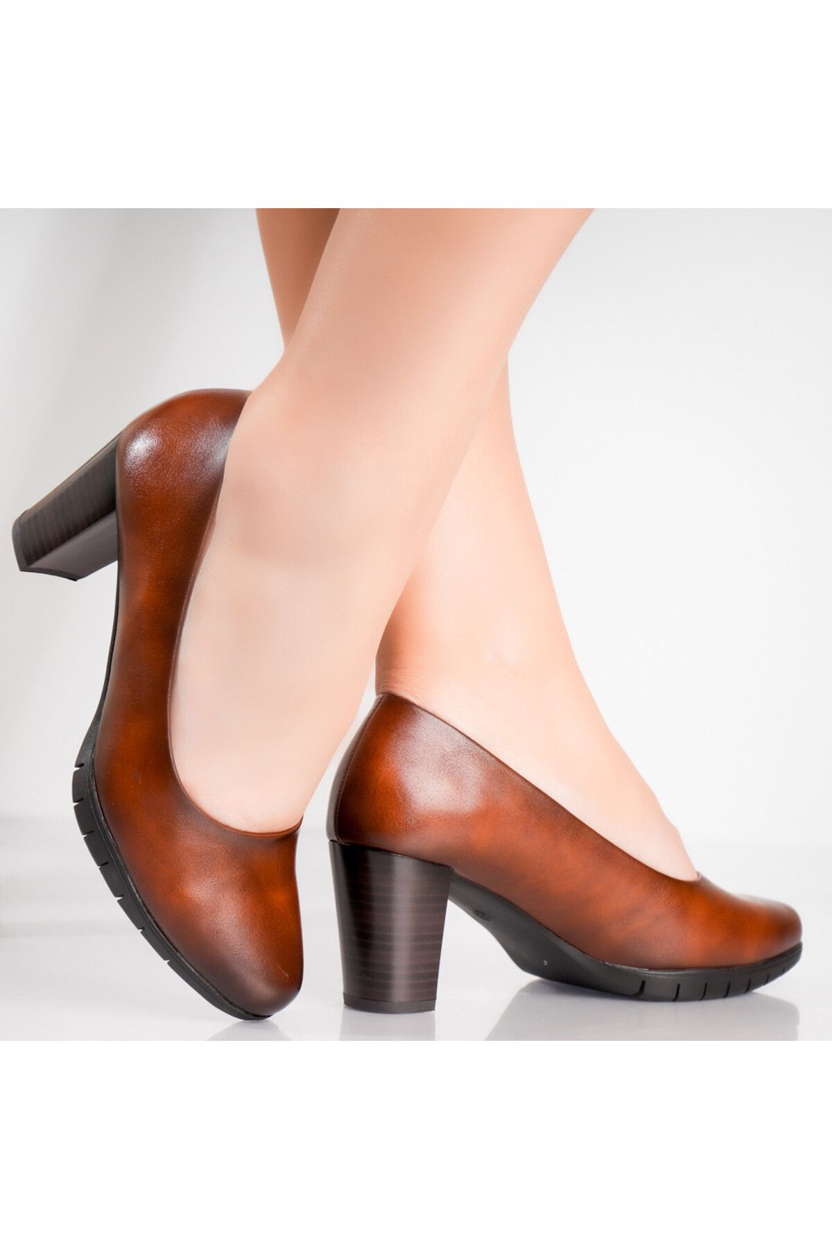 MODA STİL-Women's Brown Heeled Shoes Made of Organic Leather Arenza, 37 5
