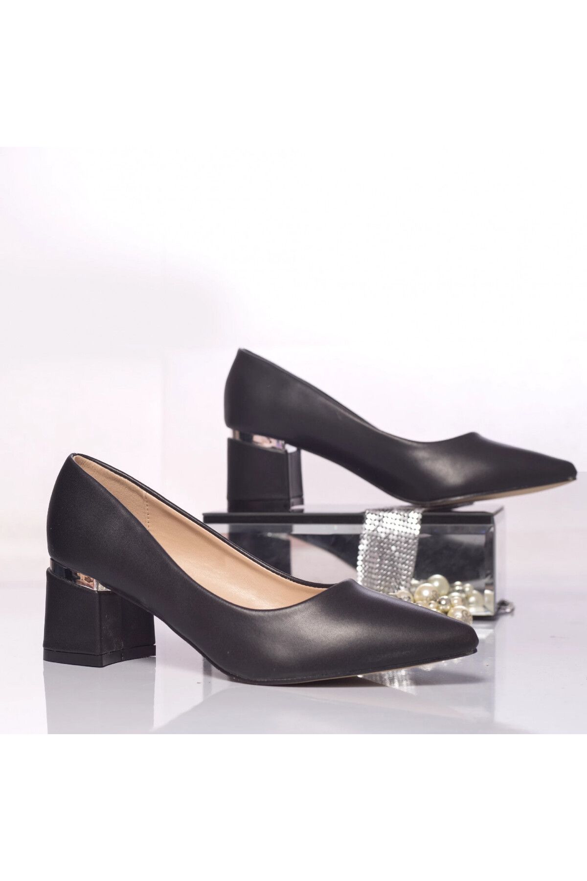 MODA STİL-Women's Black Heeled Shoes Made of Dafrina Ecological Leather, 37 2