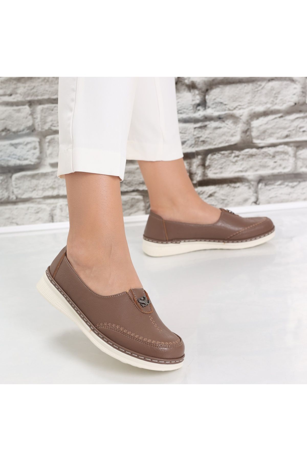 MODA STİL-Women's casual shoes Khaki made of Suraia Eco-leather, 40 3