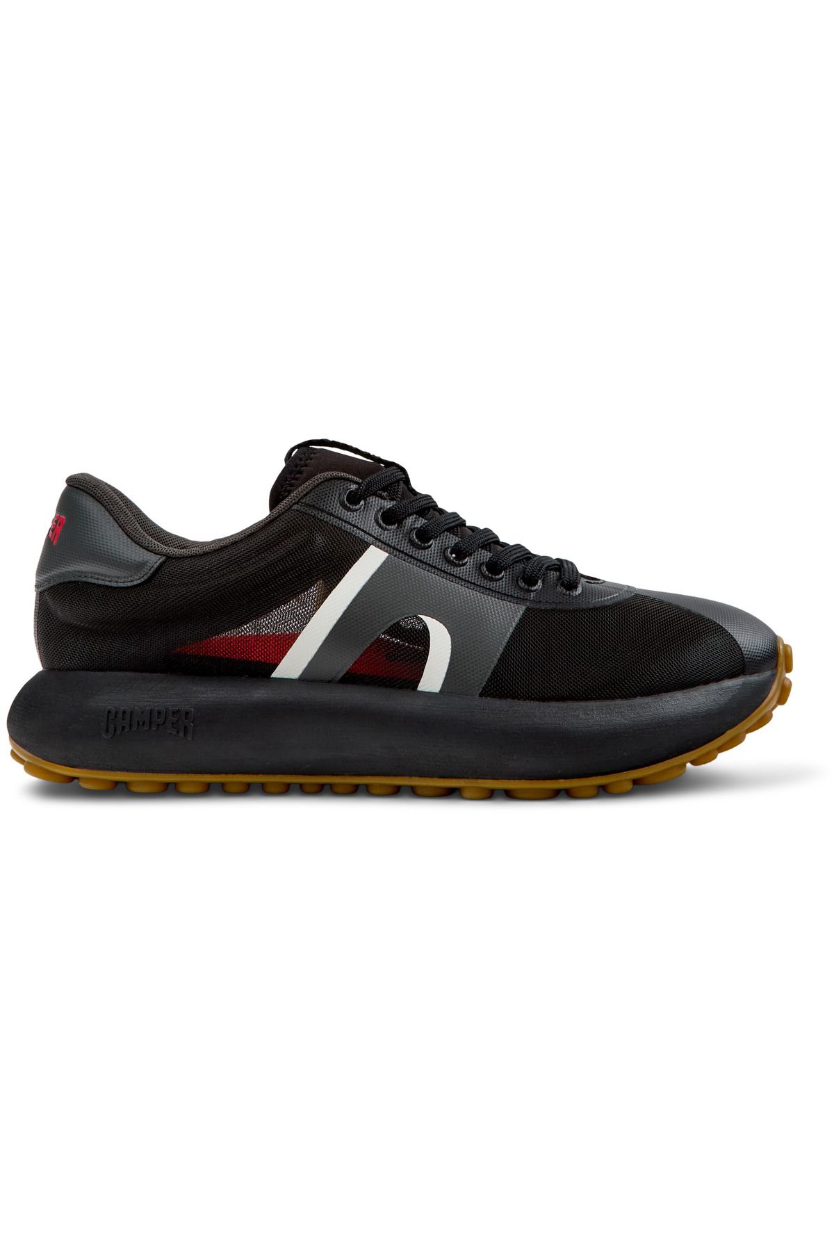 CAMPER-Men's Black Classic Sneaker with Hook And Loop, Mesh Details, and Comfortable Sole PelotasAthens 2