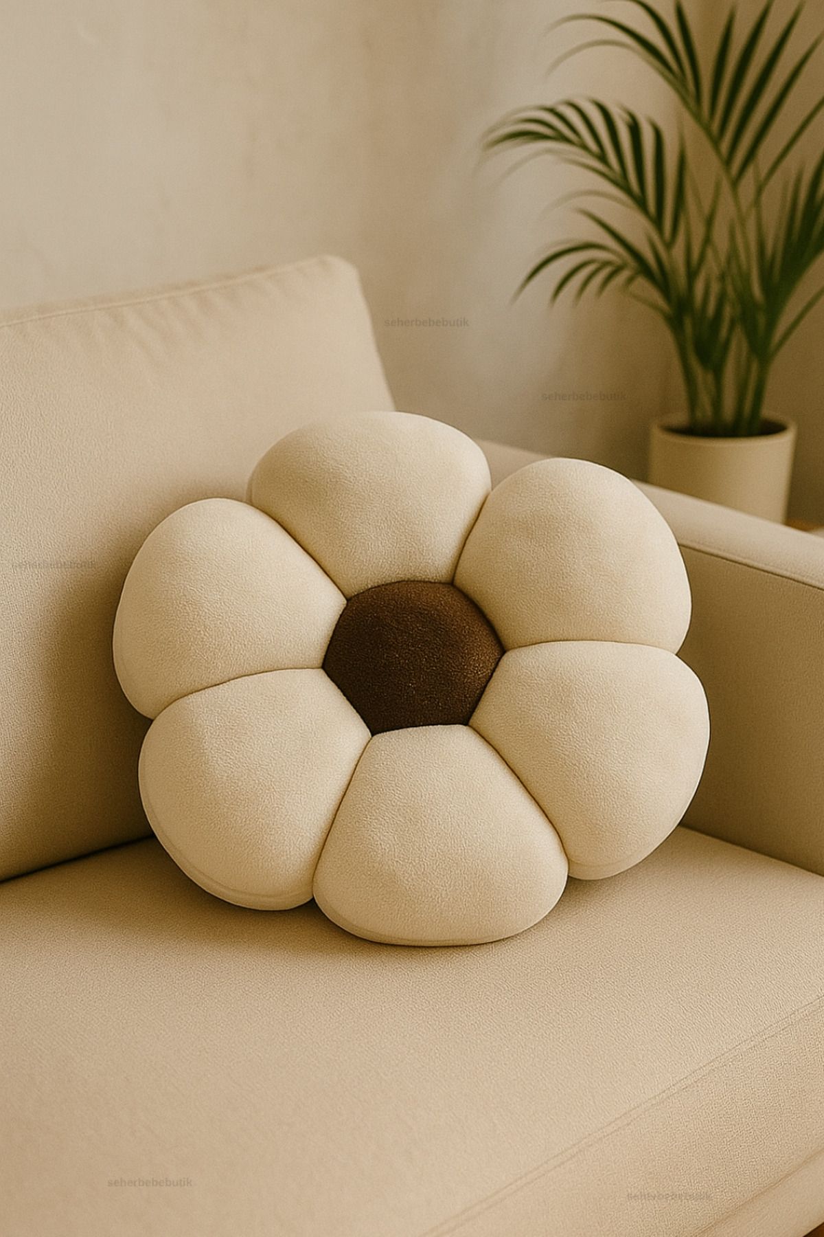 Plush Soft Dekoratif Papatya Kırlent Yastık Minder İthal Kumaş