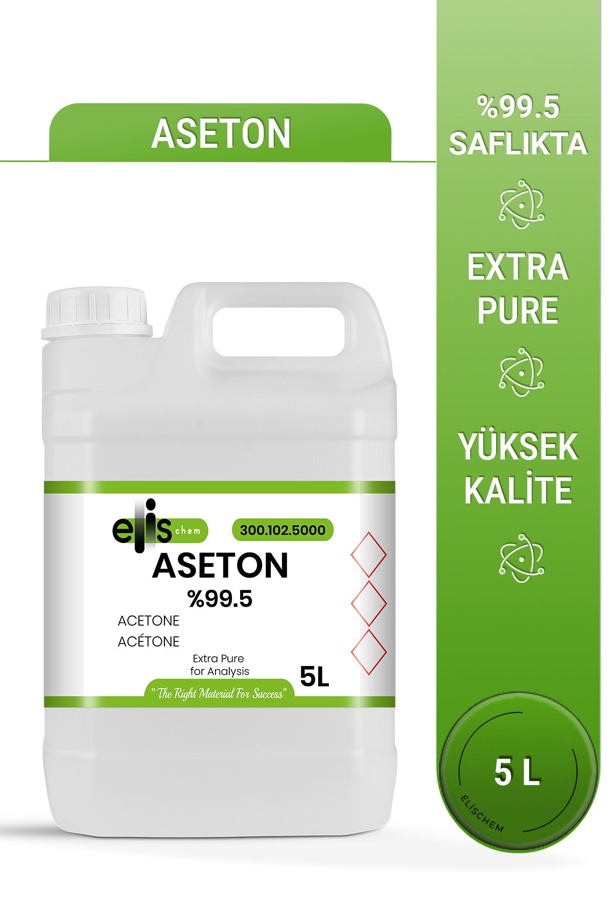 elischem Aseton %99,5 Kimyasal Saflıkta 5 L