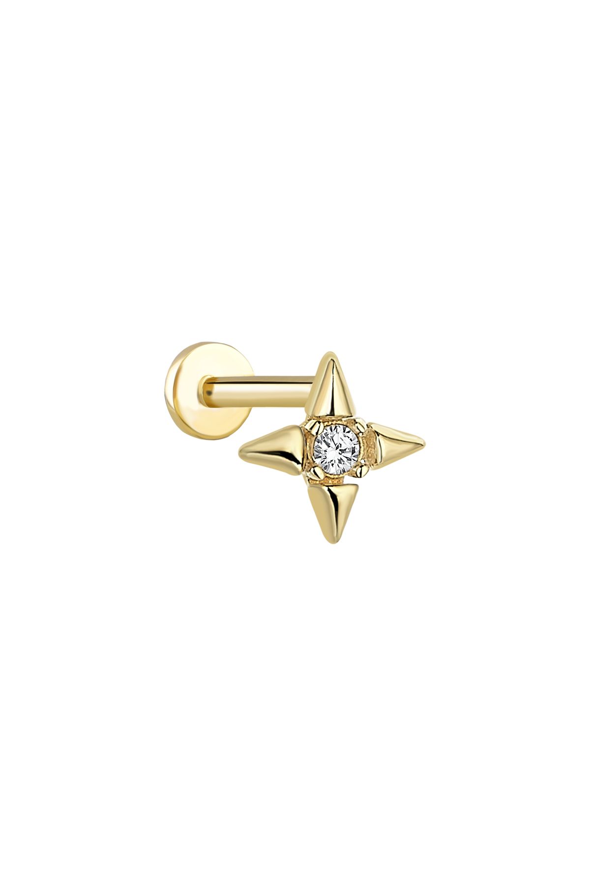 Fay Yamaner 14 Ayar Altın Taşlı Yıldız Piercing