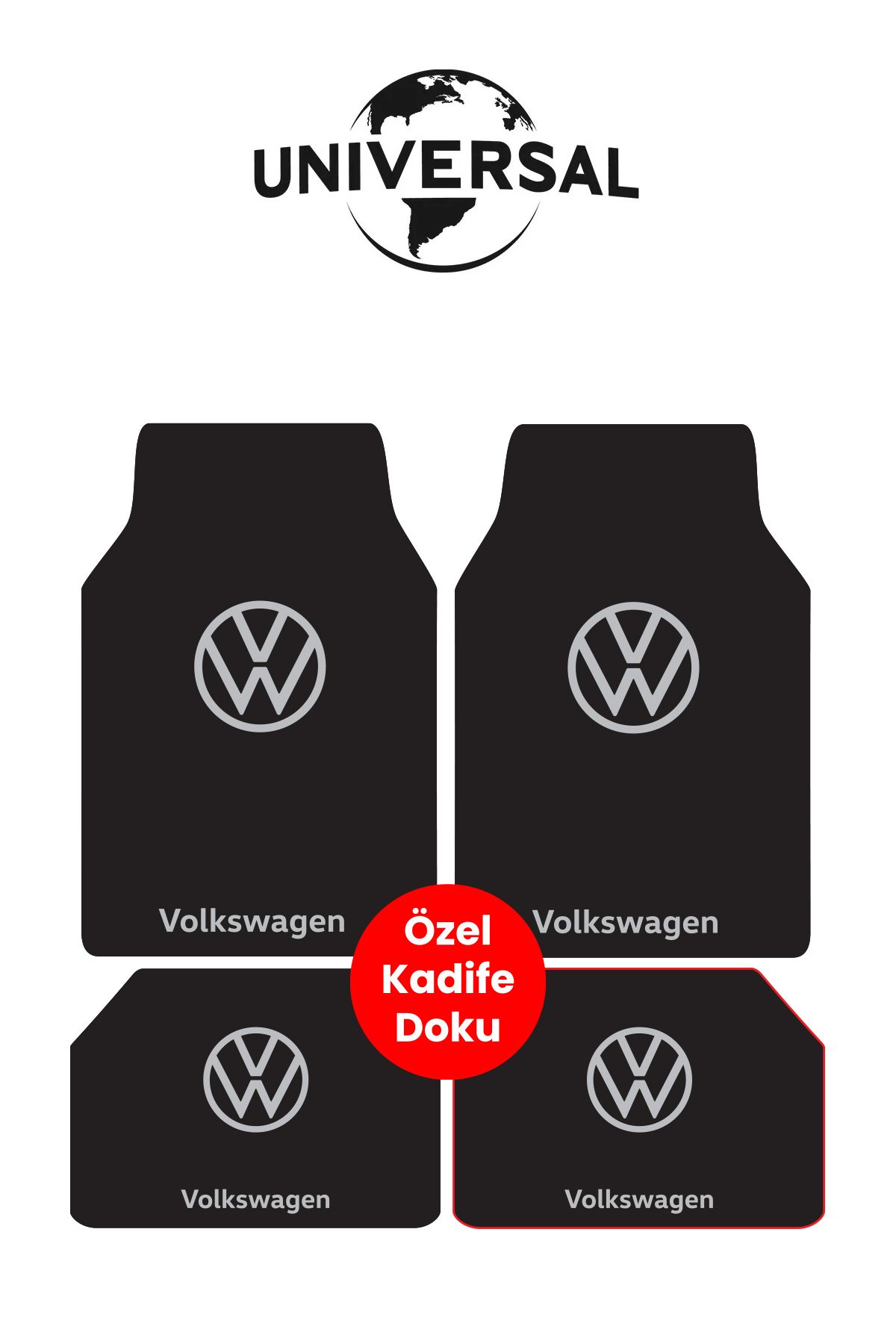 Universal Yıkanabilir Kumaş ve Taban Kalın Pvc Volksvagen Uyumlu VW Oto Paspas Seti 3,4kg Kalınlık 0,5cm