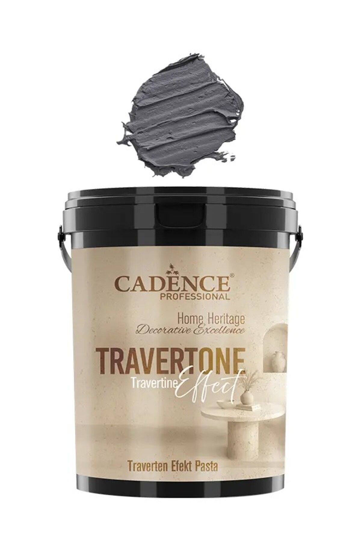 Cadence TRV06 Antrasit Traverten Efekt Pasta 3KG - Cadence Traverten Rölyef Pasta