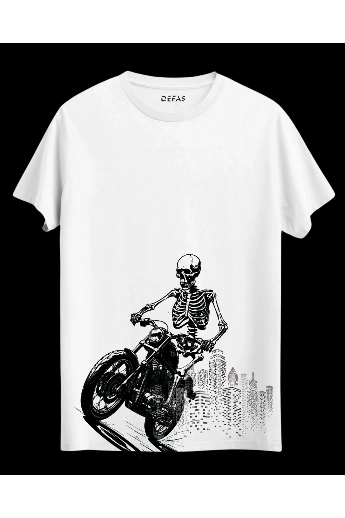 DEFAS RİDER SKULL baskılı tshirt